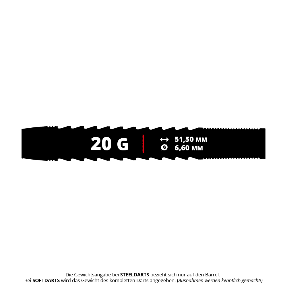 Bullet Hydra Softdarts - 20g Bullet Hydra Softdarts - 20g Darts liegen nebeneinander. Das Bild zeigt die Form und das Design der Softdarts.