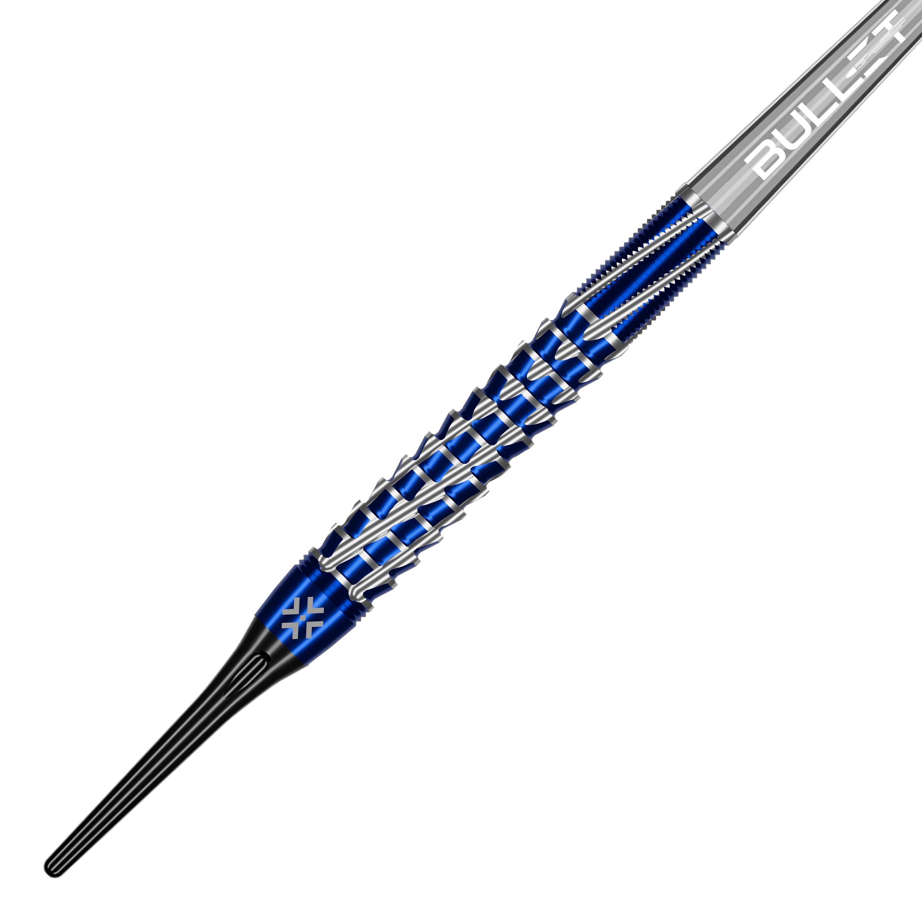 Bullet Hydra Softdarts - 20g Darts sind aufgereiht sichtbar. Das Bild hebt die Konstruktion und das glänzende Finish der Darts hervor.