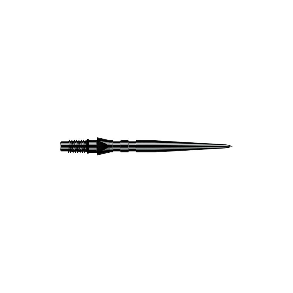 Winmau Switch Point Groove Steel Dart Tips - Black Zu sehen sind schwarze Winmau Switch Point Groove Steeldartspitzen mit einer Länge von 26 mm. Sie werden häufig als Ersatzspitzen für Steeldarts genutzt.