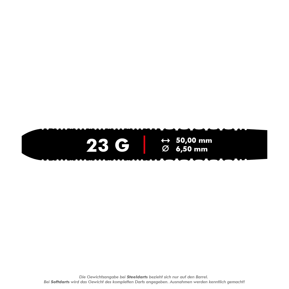 M001310_Mission_Hexon_Steeldarts_5_23g Das Bild zeigt die Mission Hexon Steeldarts mit einem Gewicht von 23 Gramm. Die Länge beträgt 50,00 mm und der Durchmesser 6,50 mm.