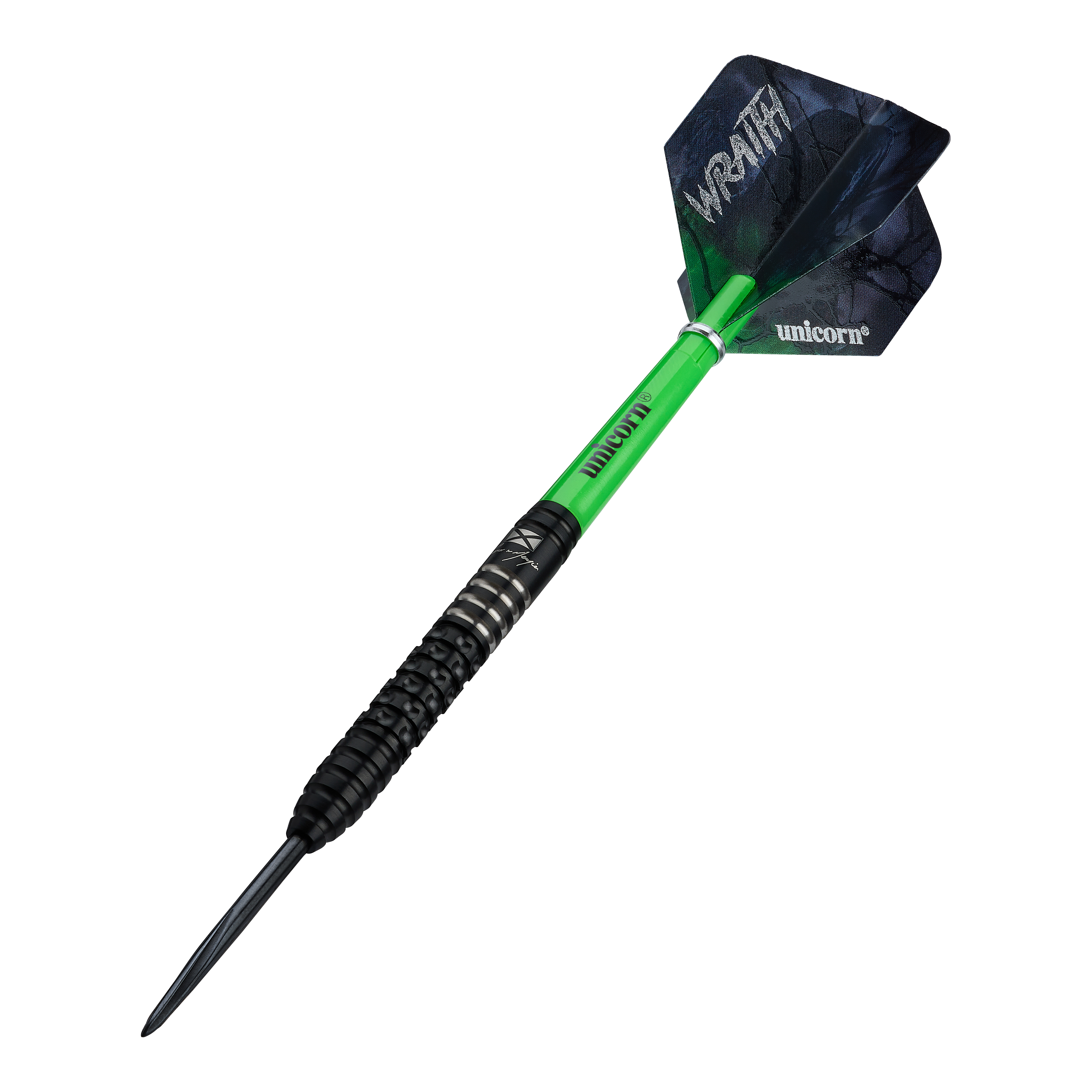 Unicorn Wraith Cameron Menzies Steel Darts - 23g Das Bild zeigt die Unicorn Wraith Cameron Menzies Steeldarts - 23g. Diese Darts haben eine spezielle Form für präzises Werfen.