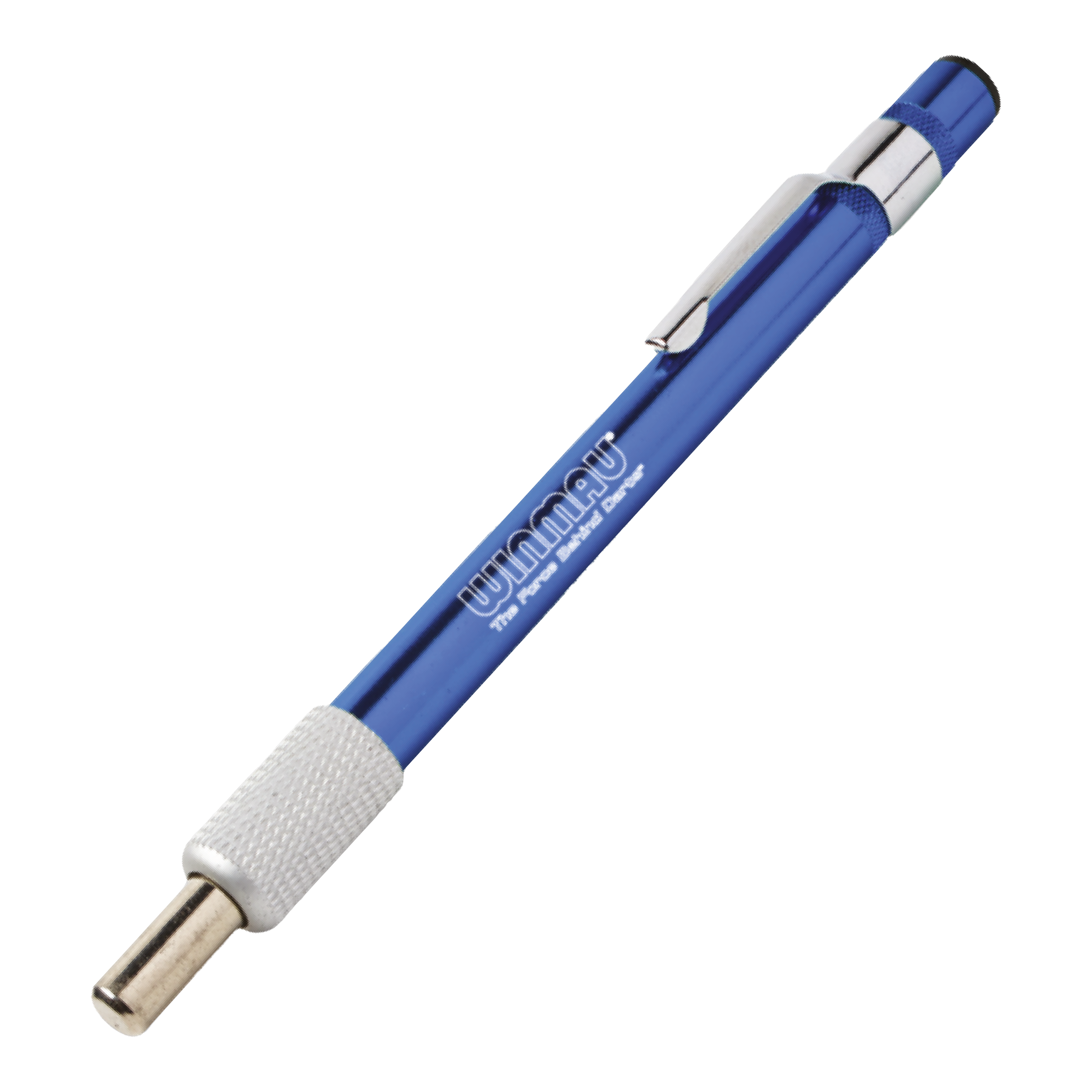 Winmau Diamond Point Sharpener Sharpening Stone Ein blauer Schleifstein für Dartspitzen ist abgebildet. Das Produkt dient dazu, die Spitzen von Darts zu schärfen.