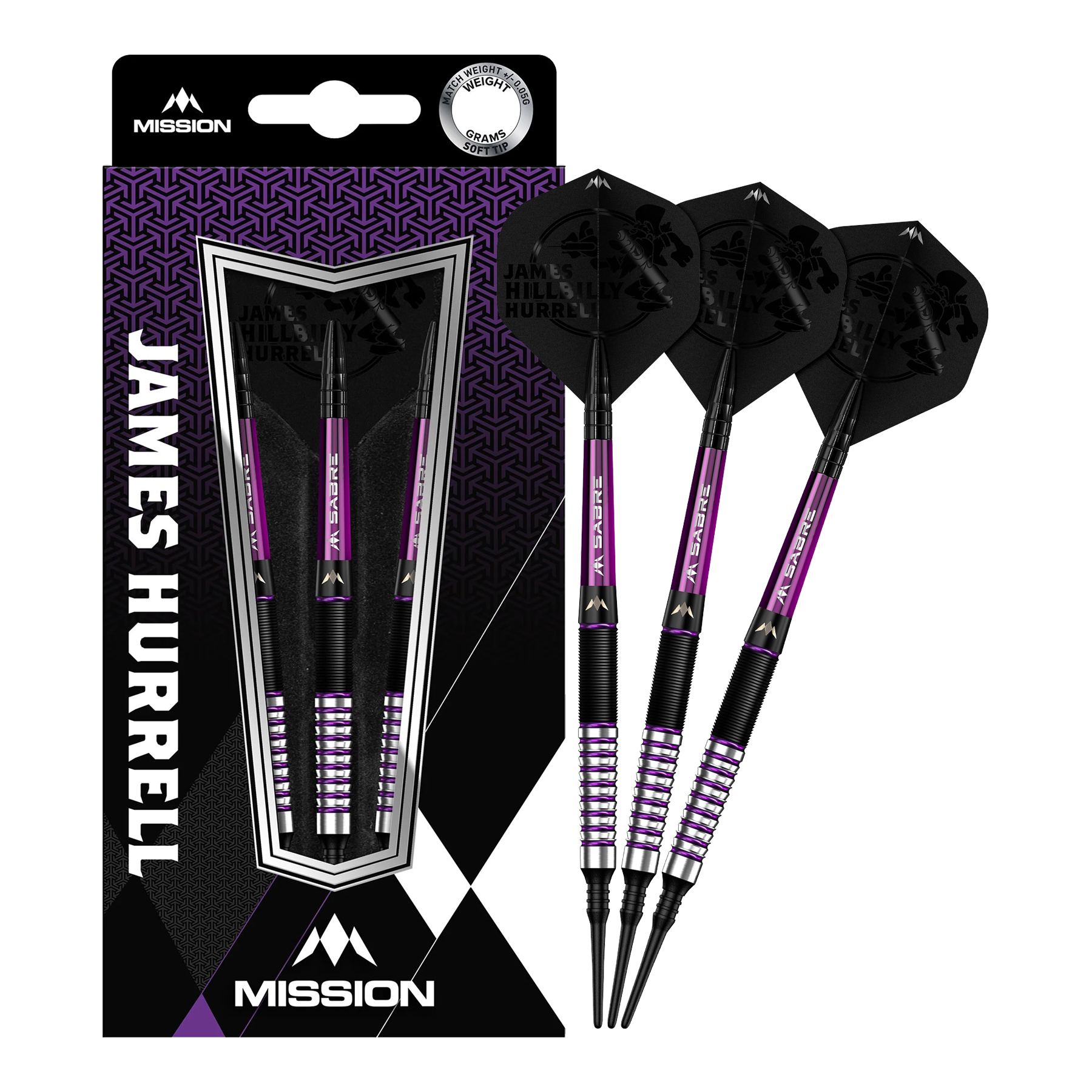 Mission James Hurrell Hillbilly Black Purple Softdarts - 18g