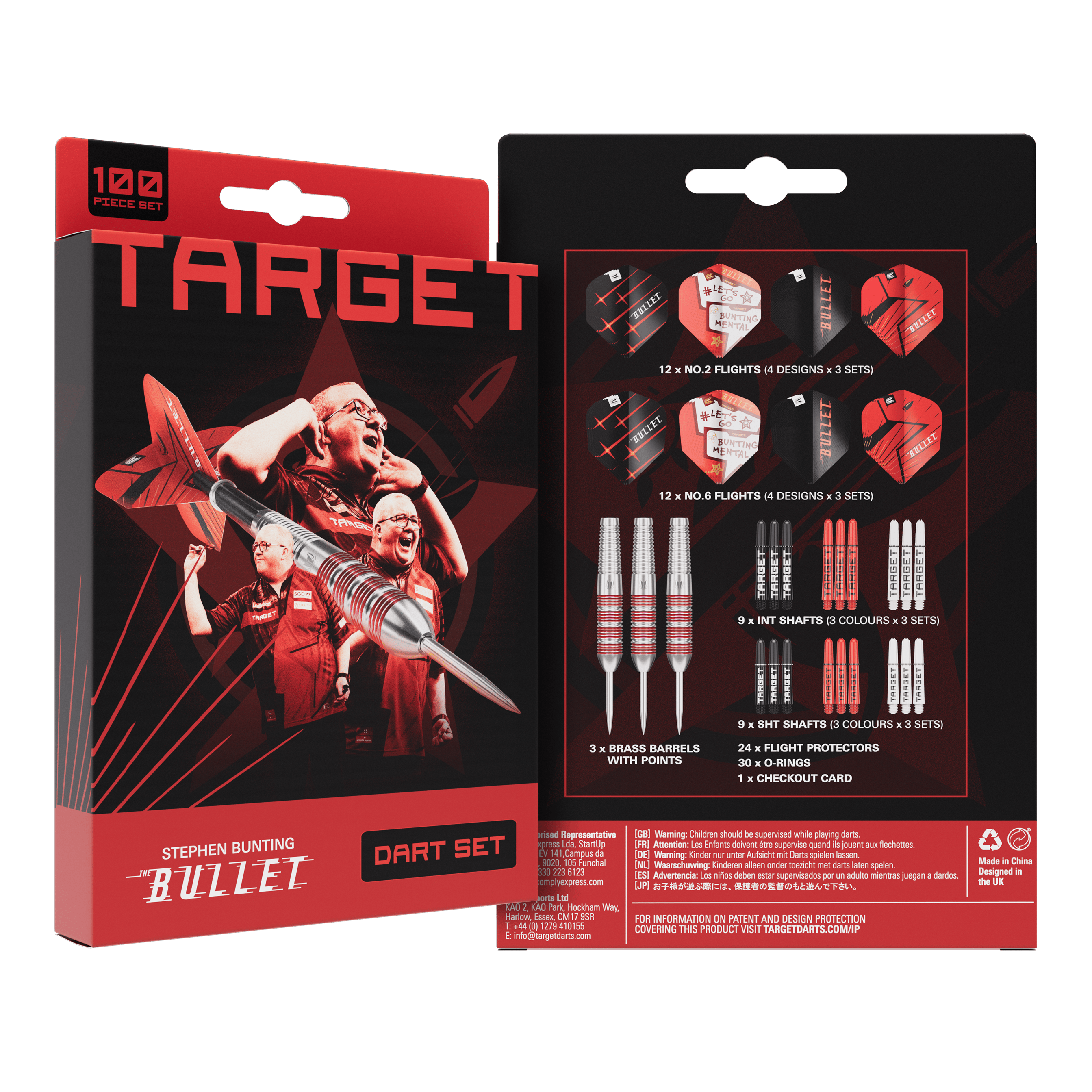 Target Stephen Bunting Bullet 100 Piece Brass Steeldart Set - 22g