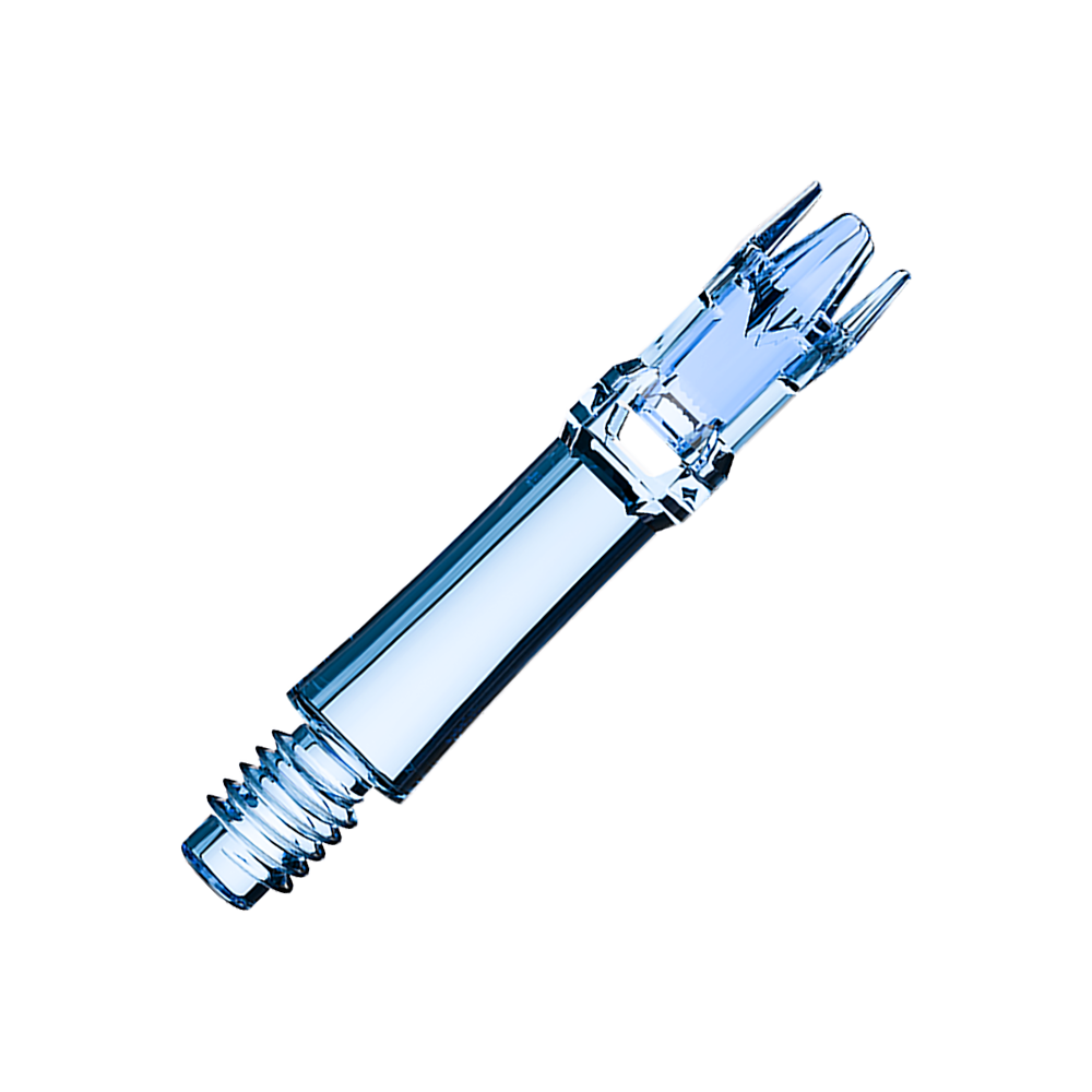Zwei blaue transparente Ersatzshafts sind aufgereiht. Die Shafts liegen nebeneinander.