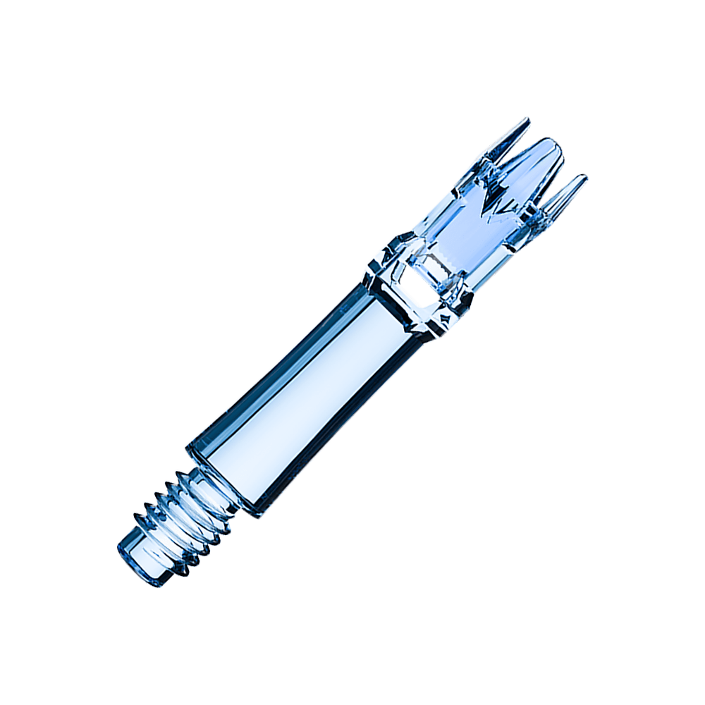 L-Style L-System Replacement Shafts - Clear Blue Zwei blaue transparente Ersatzshafts sind aufgereiht. Die Shafts liegen nebeneinander.