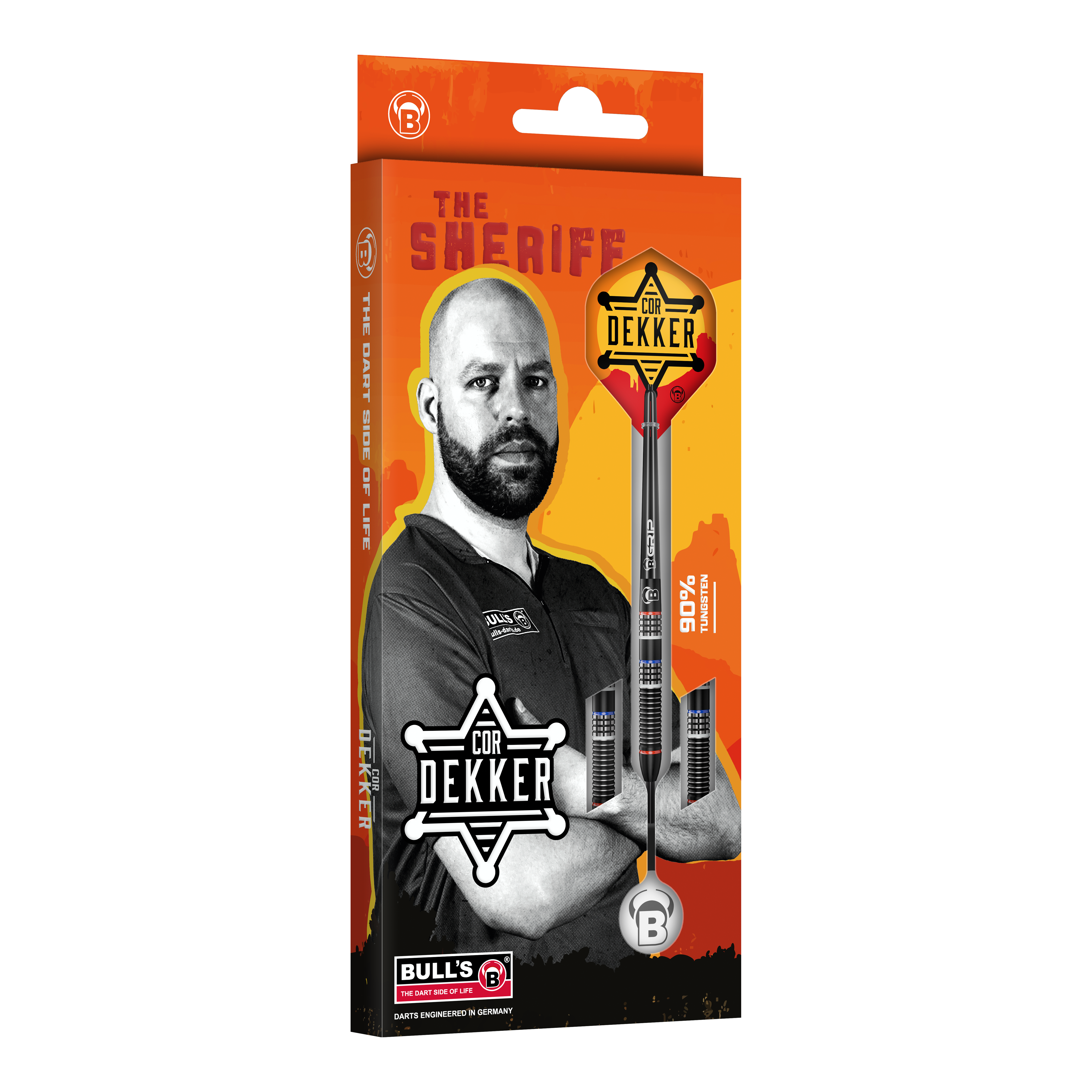 Zu sehen ist Bulls Cor Dekker The Sheriff Steeldarts - 23g. Der Dartpfeil eignet sich für anspruchsvolle Spieler und überzeugt durch seine Verarbeitung.