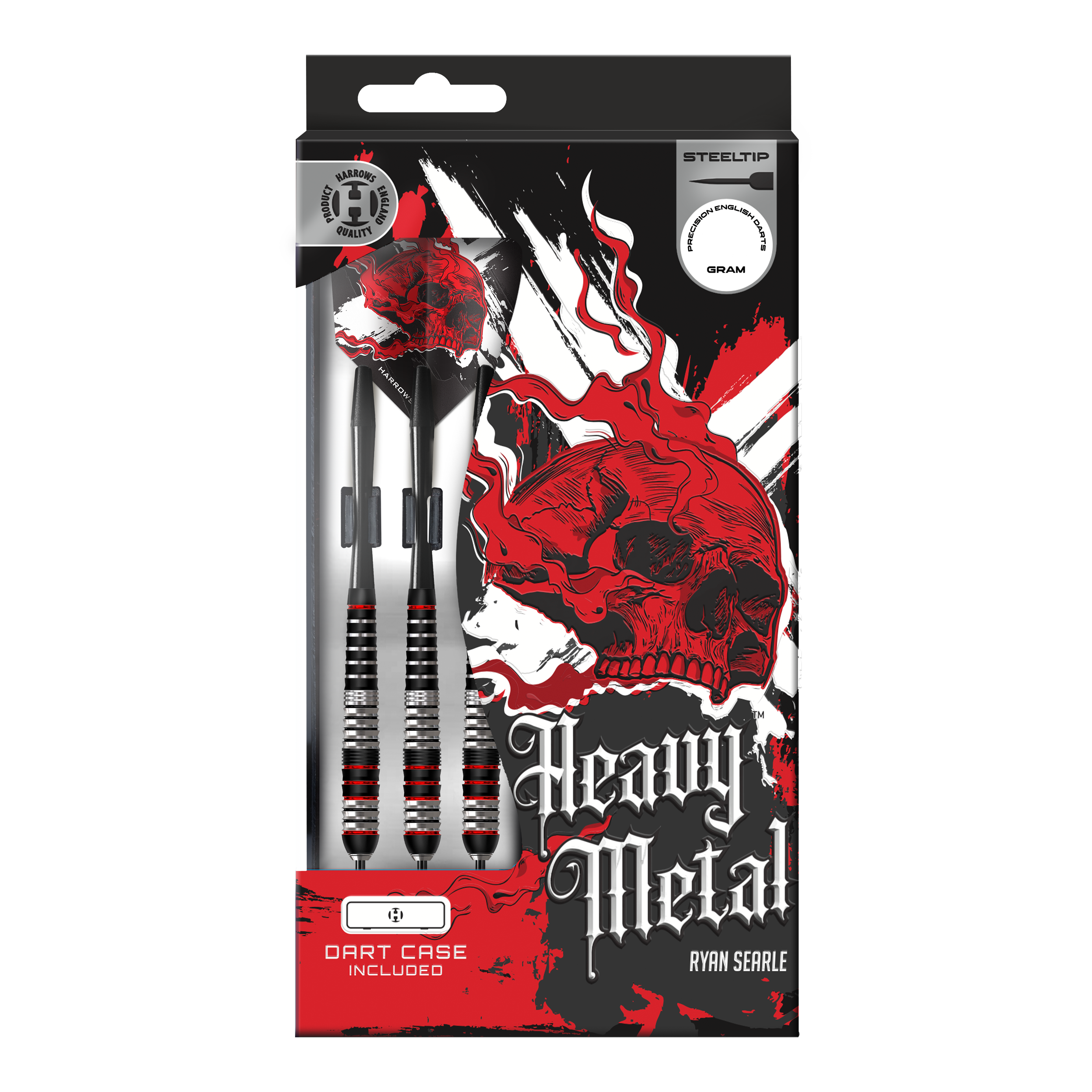 Harrows Heavy Metal Ryan Searle Brass Steel Darts Gezeigt werden die Harrows Heavy Metal Ryan Searle Brass Steeldarts. Dieses Set ist ideal für ambitionierte Dartspieler.