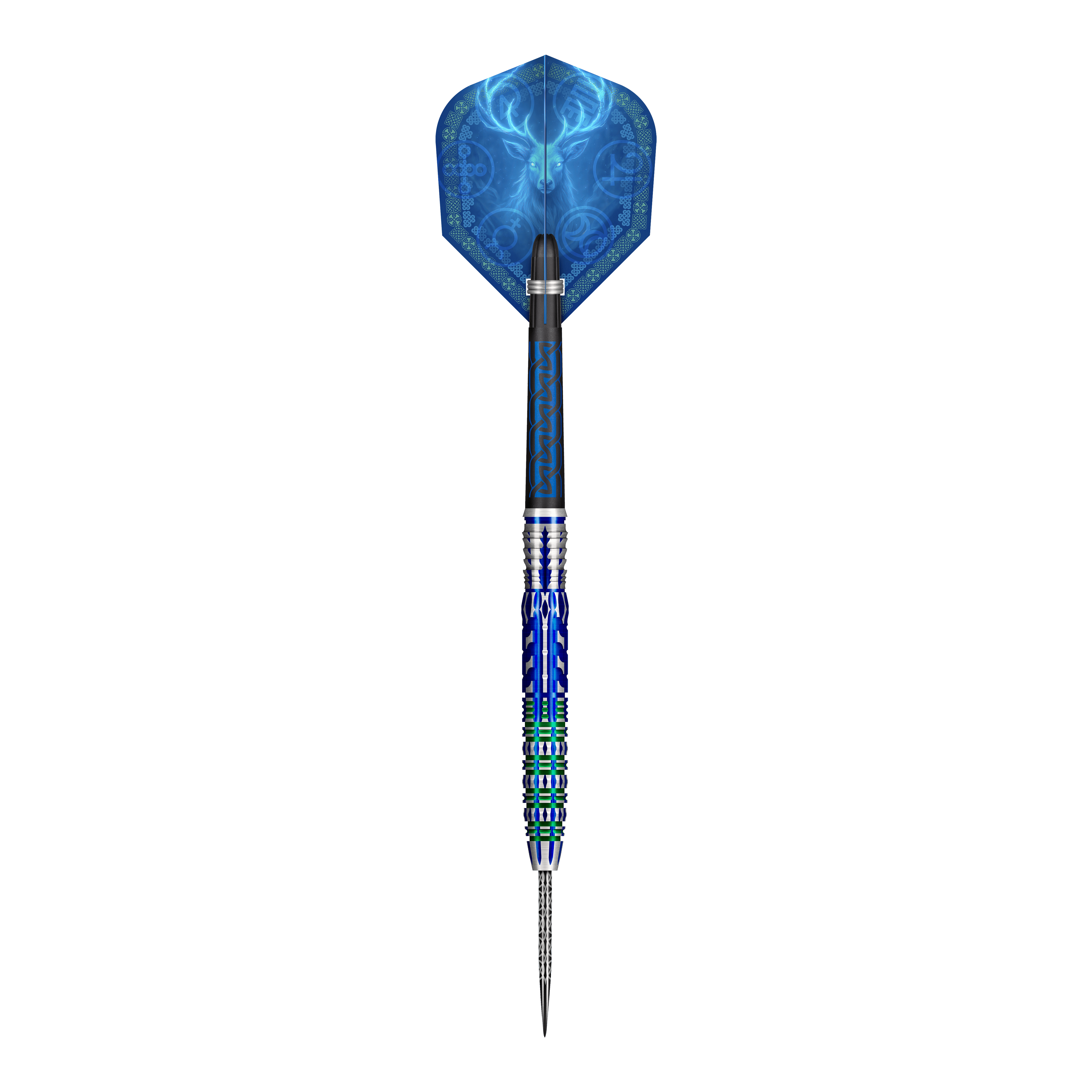 Shot Celt Merlin steel darts Zu sehen ist das Produkt Shot Celt Merlin Steeldarts. Ein Steeldart ist aus nächster Nähe abgebildet.