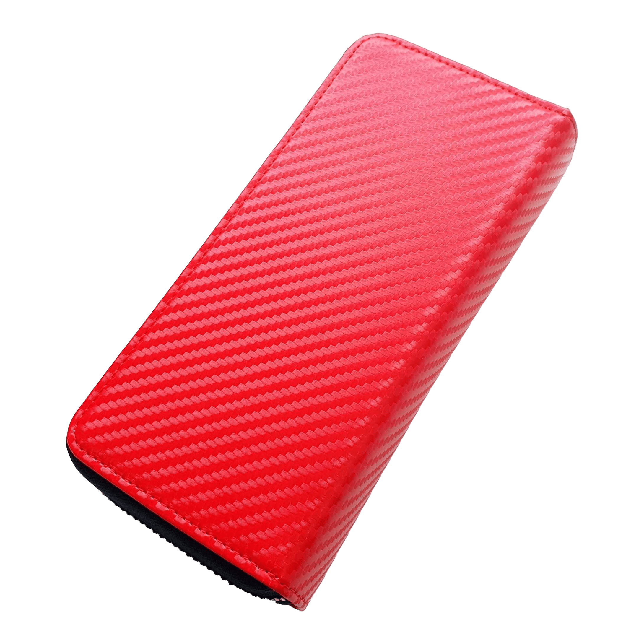 Cameo Business Case Pro3 Das Bild zeigt ein rotes Etui mit einer strukturierten Oberfläche. Es liegt auf einem schwarzen Hintergrund.