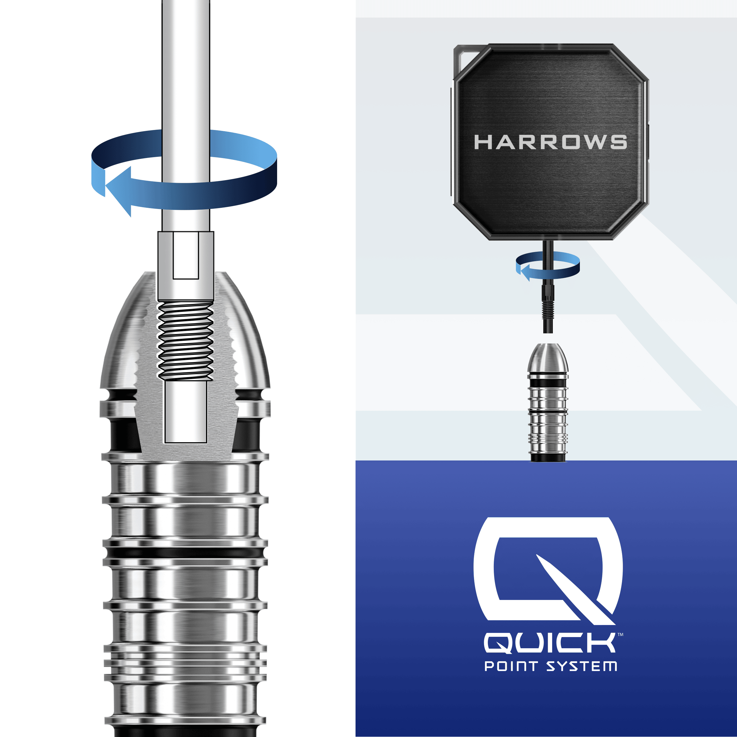 Hier wird das Harrows Premium Quick Point Tool Case präsentiert. Die Tasche eignet sich bestens zum Verstauen von Dartwerkzeug.
