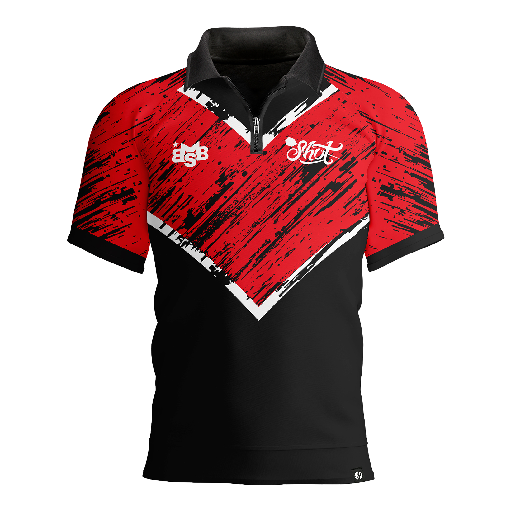 Shot Michael Smith Red Stripe Polo Dart Shirt Zu sehen ist das Shot Michael Smith Red Strip Polo Dartshirt. Das Hemd hat ein modernes Design mit roten Streifen.