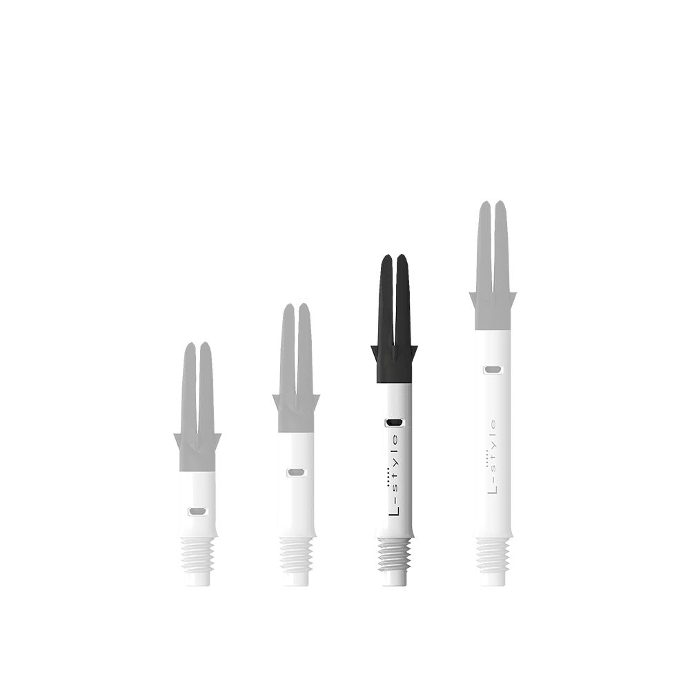 L-L-Style-Shaft Carbon Silent Straight - White Abgebildet ist der L-Style L-Shaft Carbon Silent Straight in Weiß, Modell 260. Dieses Produkt wird für den Zusammenbau von Dartpfeilen verwendet.