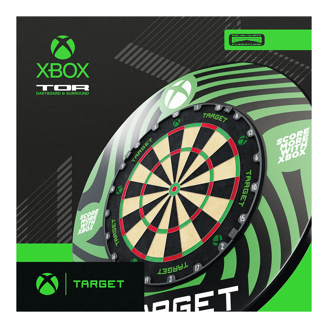 Target Xbox Dartboard Surround Bundle Abgebildet ist das Target Xbox Dartboard Surround Bundle. Es handelt sich um ein Set für Xbox-Dartboards.