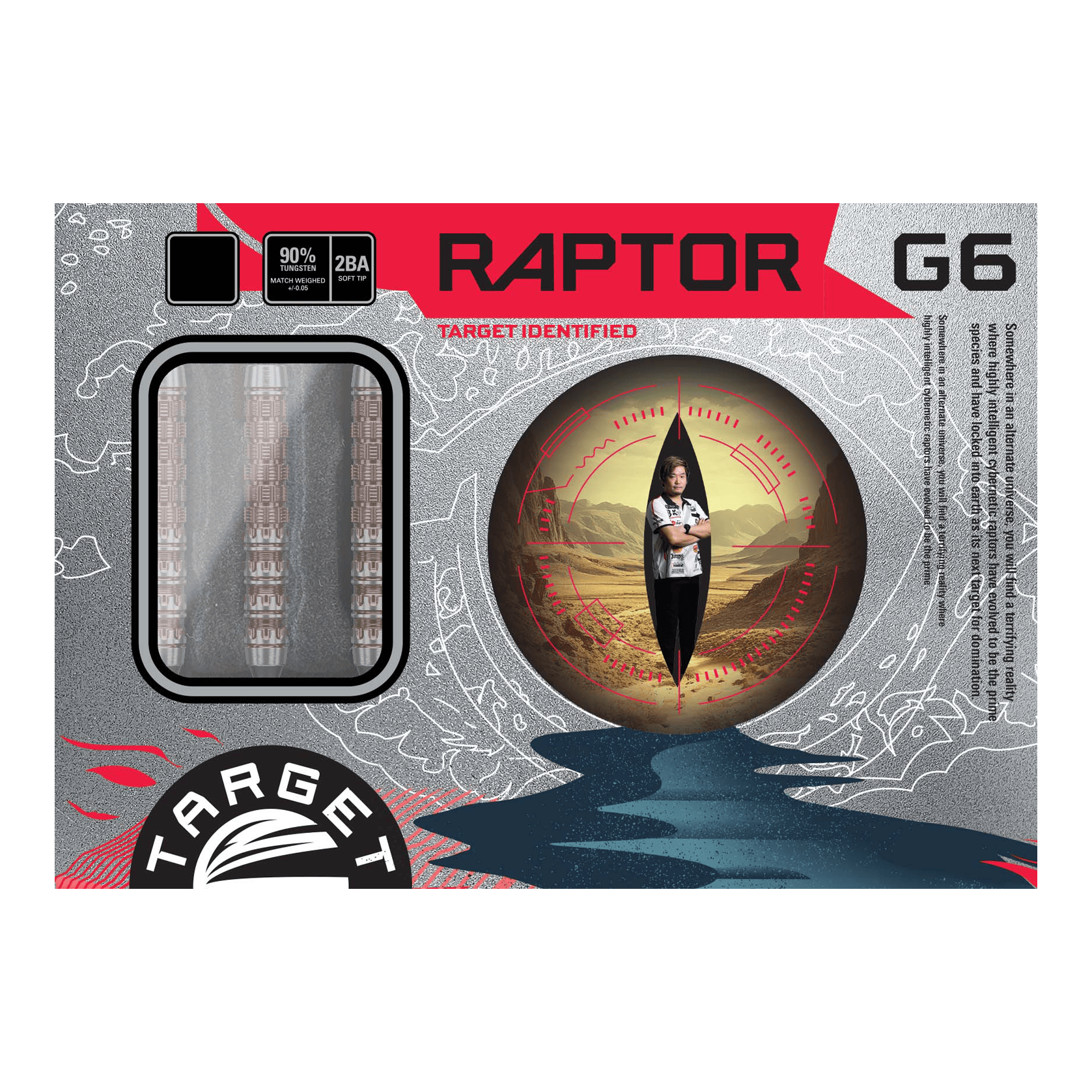 Target Japan Prime Series George Nishitani Raptor GEN6 Softdarts mit 21,5g Gewicht sind dargestellt. Diese Darts bieten eine hochwertige Qualität.