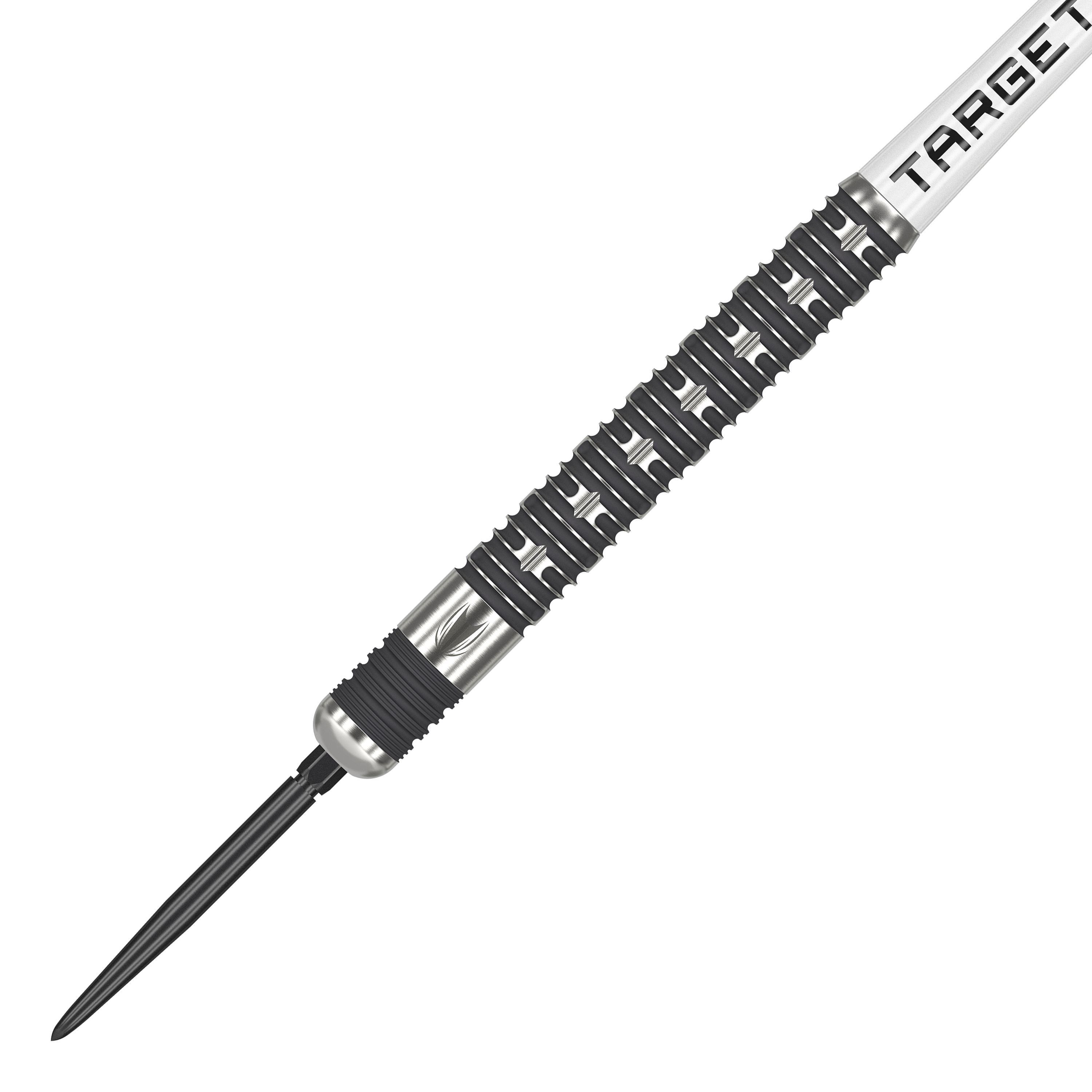 Target Chris Dobey Hollywood Action Swiss Point Steeldarts Das Bild zeigt den Target Chris Dobey Hollywood Action Swiss Point Steeldart. Der Dartpfeil hat ein auffälliges, silber-schwarzes Design mit präzisen Griffmulden.