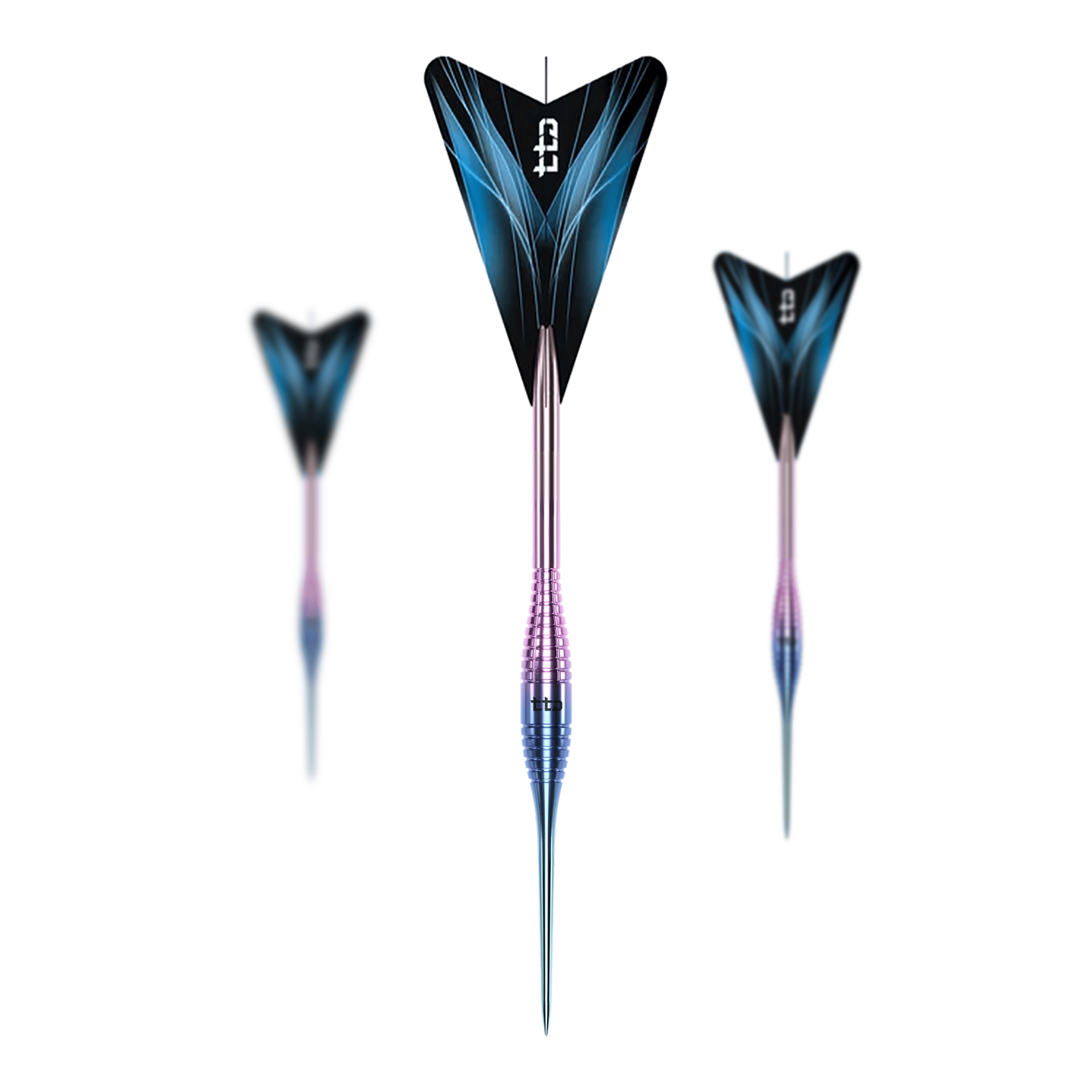 Caliburn TTD Complete Titanium T2 Rainbow Steeldarts - 6g Abgebildet ist ein Set der Caliburn TTD Complete Titanium T2 Rainbow Steeldarts - 6g. Das Set enthält hochwertige Steeldarts in Regenbogenoptik.
