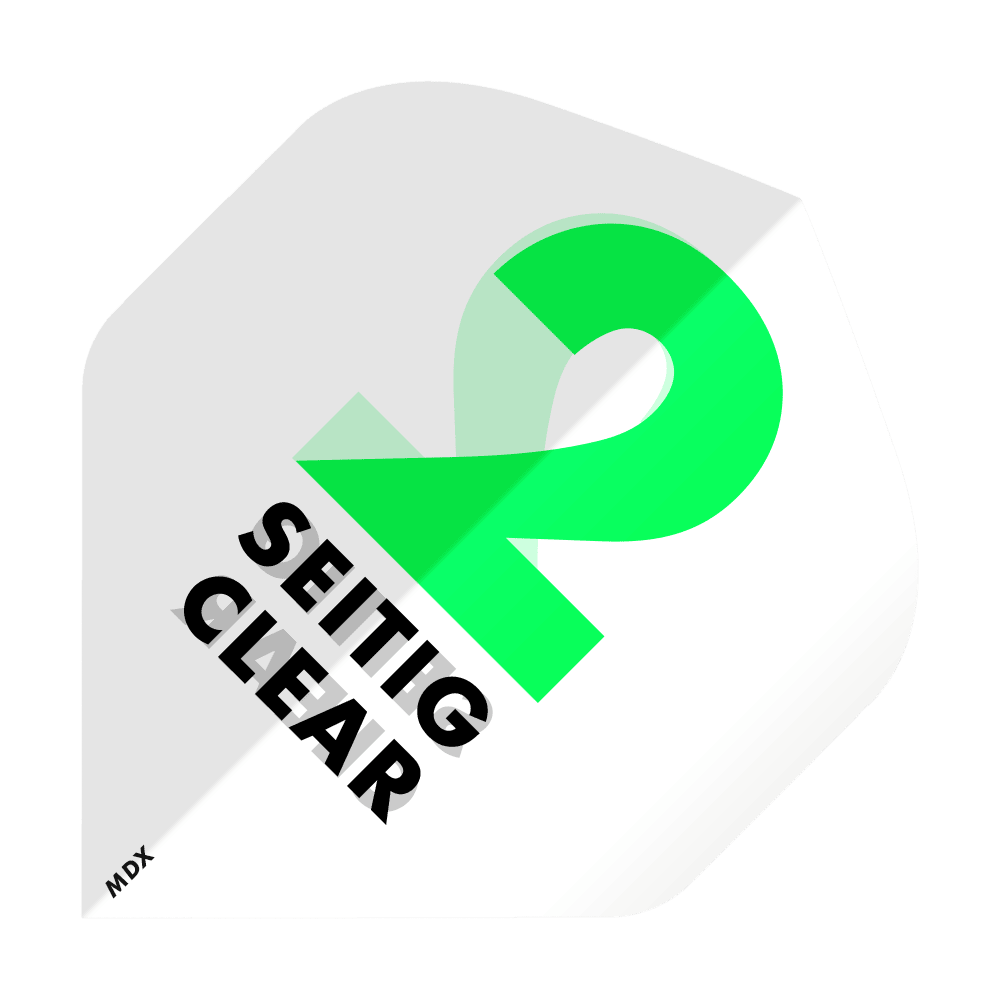 MD-650_2-Seitig_Bedruckte_Clear_Flights_Logo_oder_Bilddruck_1 Das Bild zeigt eine stilisierte, grüne Zahl 2 auf transparentem Hintergrund. Daneben steht der Text "SEITIG CLEAR" in schwarzer Schrift sowie "MDX" in der Ecke.