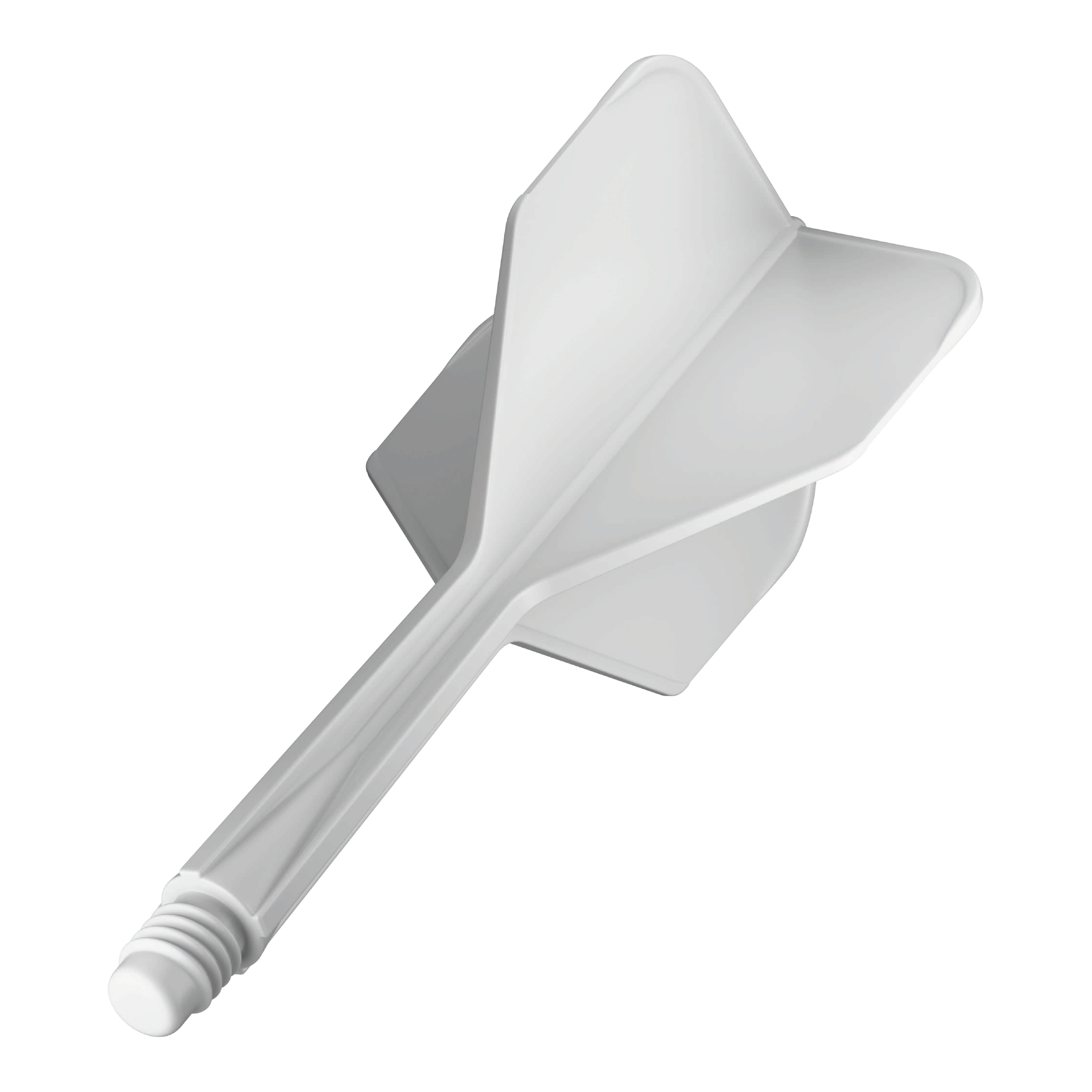 GOAT A1R No6 Flight Shaft System - White Das Bild zeigt das Produkt "GOAT A1R No6 Flight-Shaft-System - Weiß". Es handelt sich um ein weißes Dartshaft- und Flightsystem aus Kunststoff.