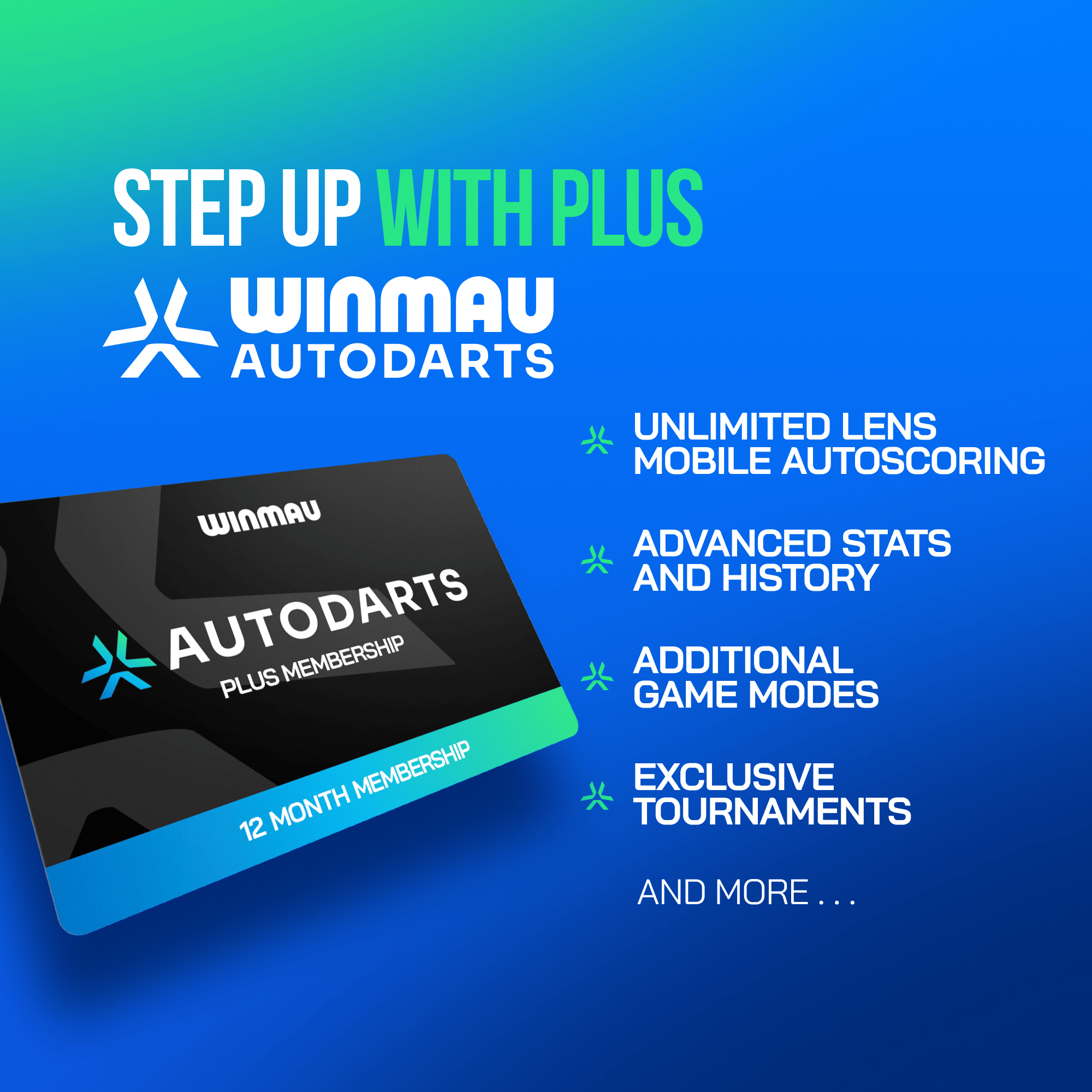 Winmau Autodarts Device Stand & 12 Months Membership Bundle Das Produktbild zeigt das Winmau Device Stand & 12 Monate Membership Bundle. Es kombiniert einen Dart-Geräteständer mit einem Mitgliedschaftspaket für zwölf Monate.