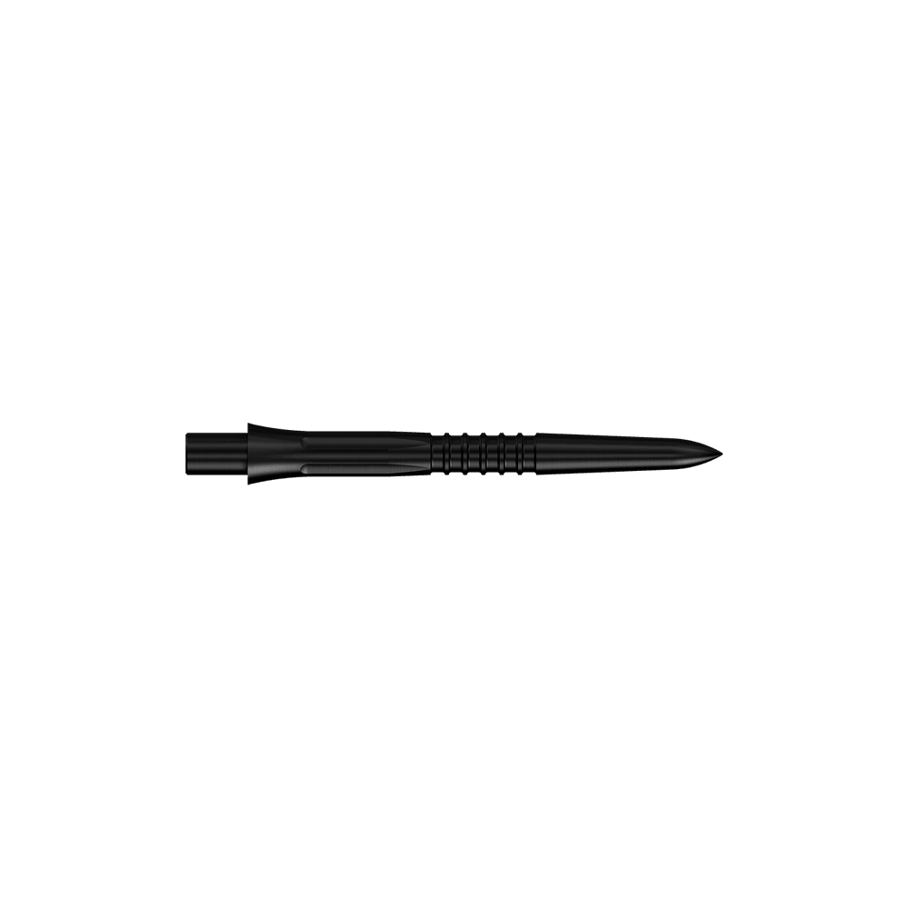 Mission Caliburn EVO Dart Tips GV1 - Black Schwarze Steeldartspitzen, 26 mm lang. Das Bild zeigt die Misson Caliburn EVO GV1 Dartspitzen.