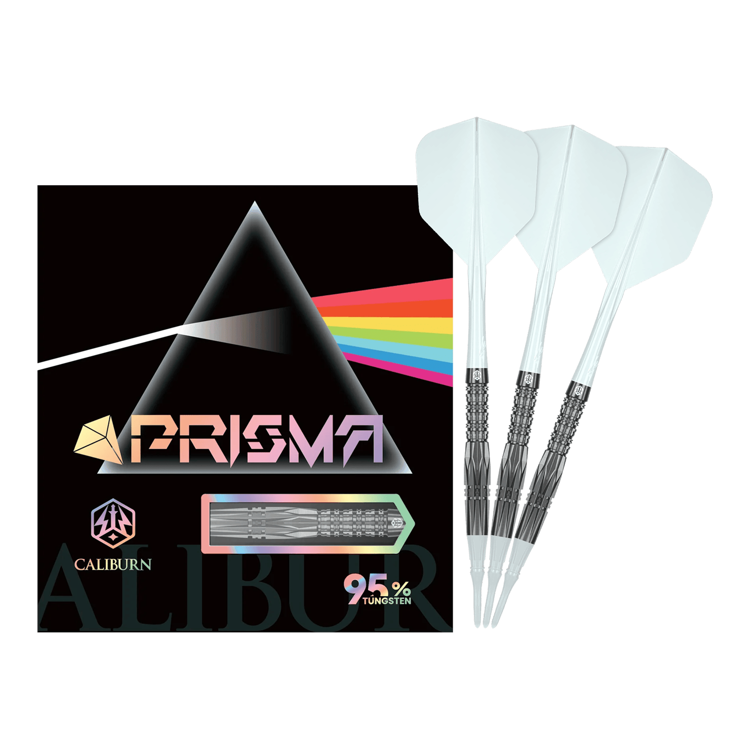 Caliburn Prisma P1 soft darts - 19g Das Bild zeigt den vollständigen Caliburn Prisma P1 Softdart mit 19g. Dieses Produkt eignet sich ideal für Softdartspieler.