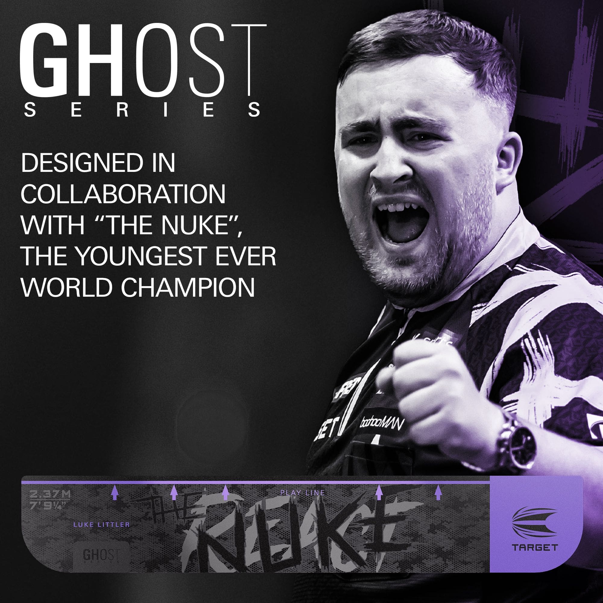 Target Throw Line Ghost-Series Luke Littler throw line Zu sehen ist die Target Throw Line Ghost-Series Luke Littler Abwurflinie. Diese Abwurflinie dient als Markierung für präzises Dartspiel.