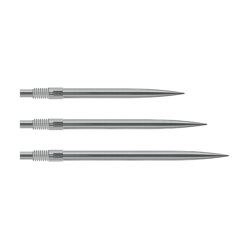Harrows Quick Point Dart Tips - Silver Das Bild zeigt silberne Harrows Quick Point Dartspitzen. Sie sind für Dartspieler zum einfachen Wechsel der Spitzen gedacht.