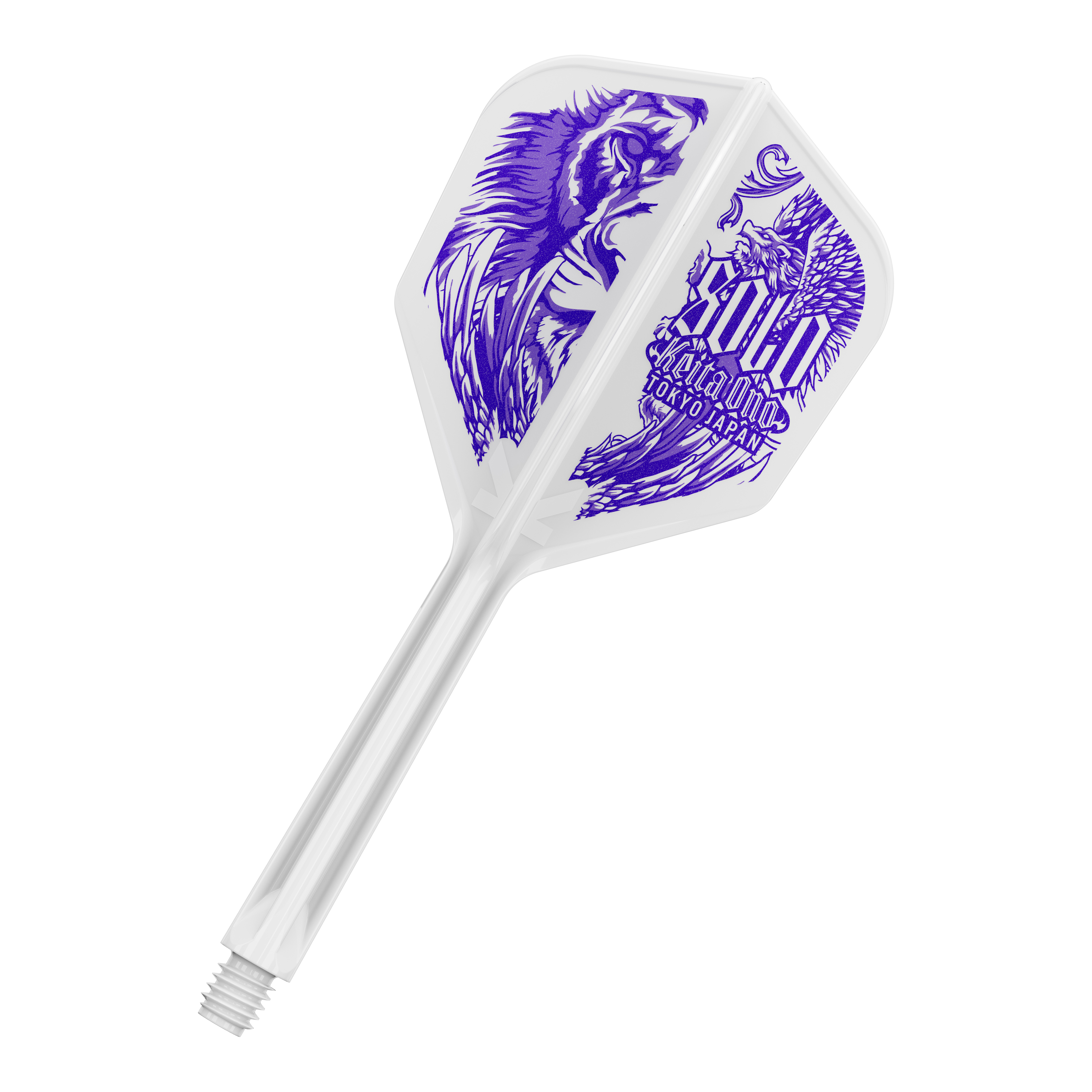 Das Bild zeigt das Produkt "Target Japan K-Flex Keita Ono Solo No6 Flight-Shaft-System". Es hat ein weißes Design mit lila Grafiken und Schriftzügen.