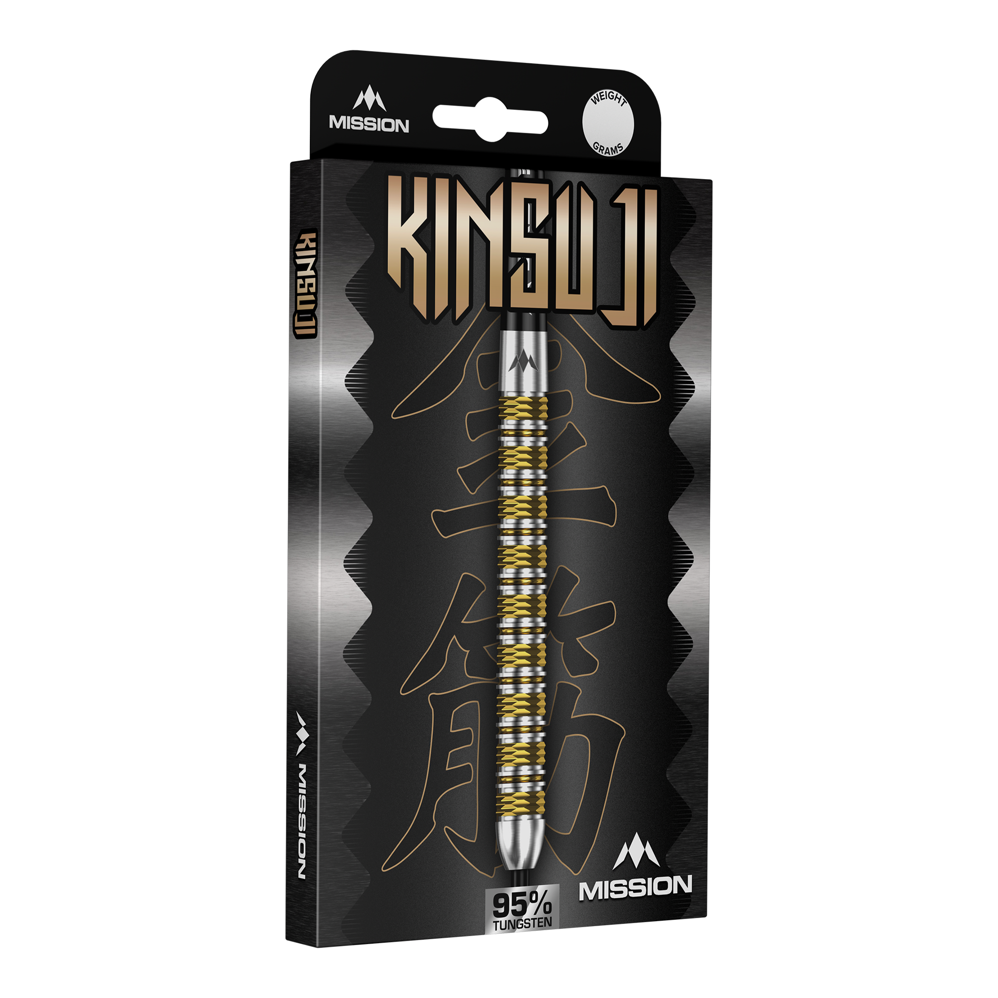 Abgebildet sind die Mission Kinsuji Steeldarts. Der Dartpfeil ist aus nächster Nähe zu sehen.