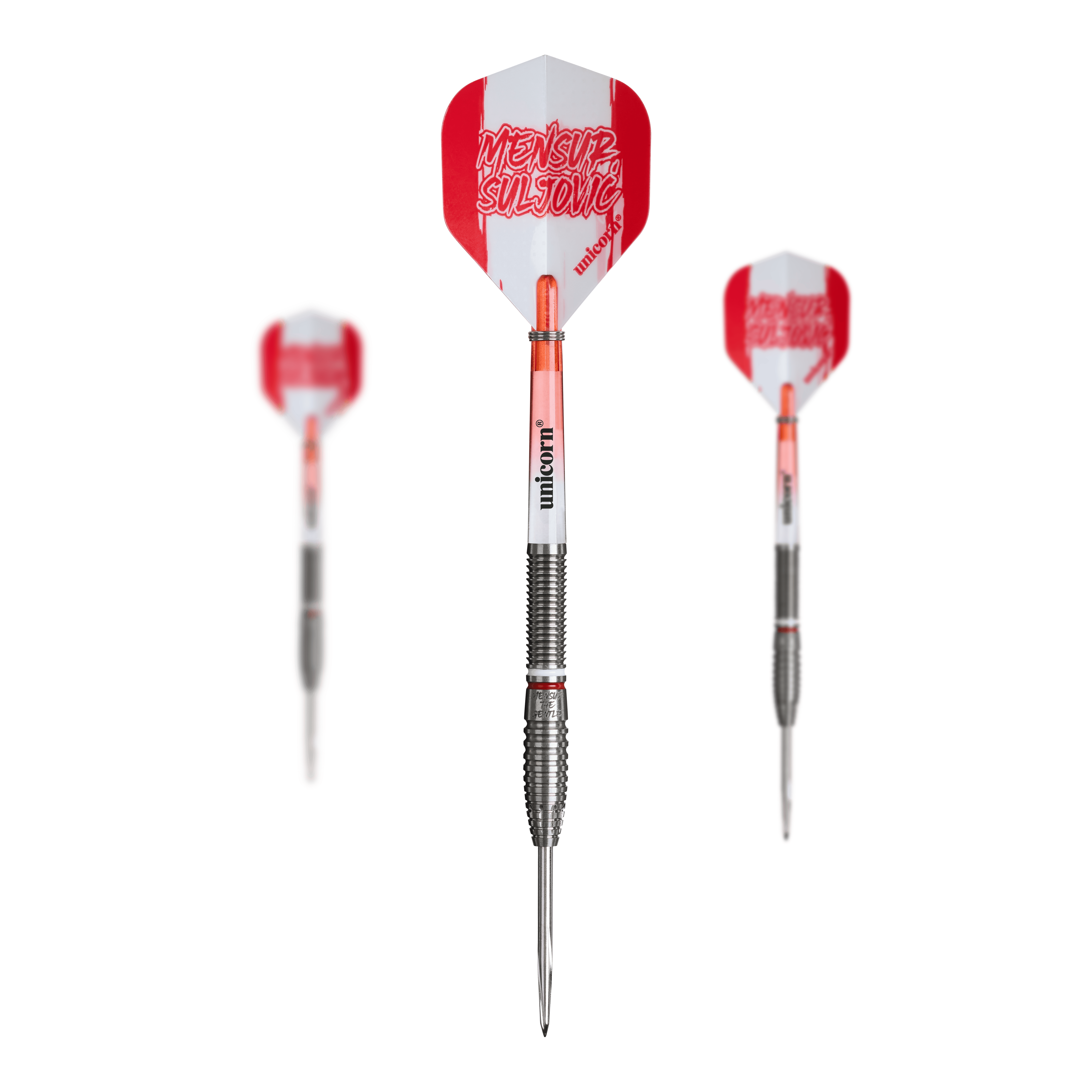 Unicorn Scale Suljovic The Gentle Steeldarts - 23g Die Abbildung zeigt Unicorn Mensur Suljovic The Gentle Steeldarts - 23g als Set. Es handelt sich um ein komplettes Dart-Set für ambitionierte Spieler.