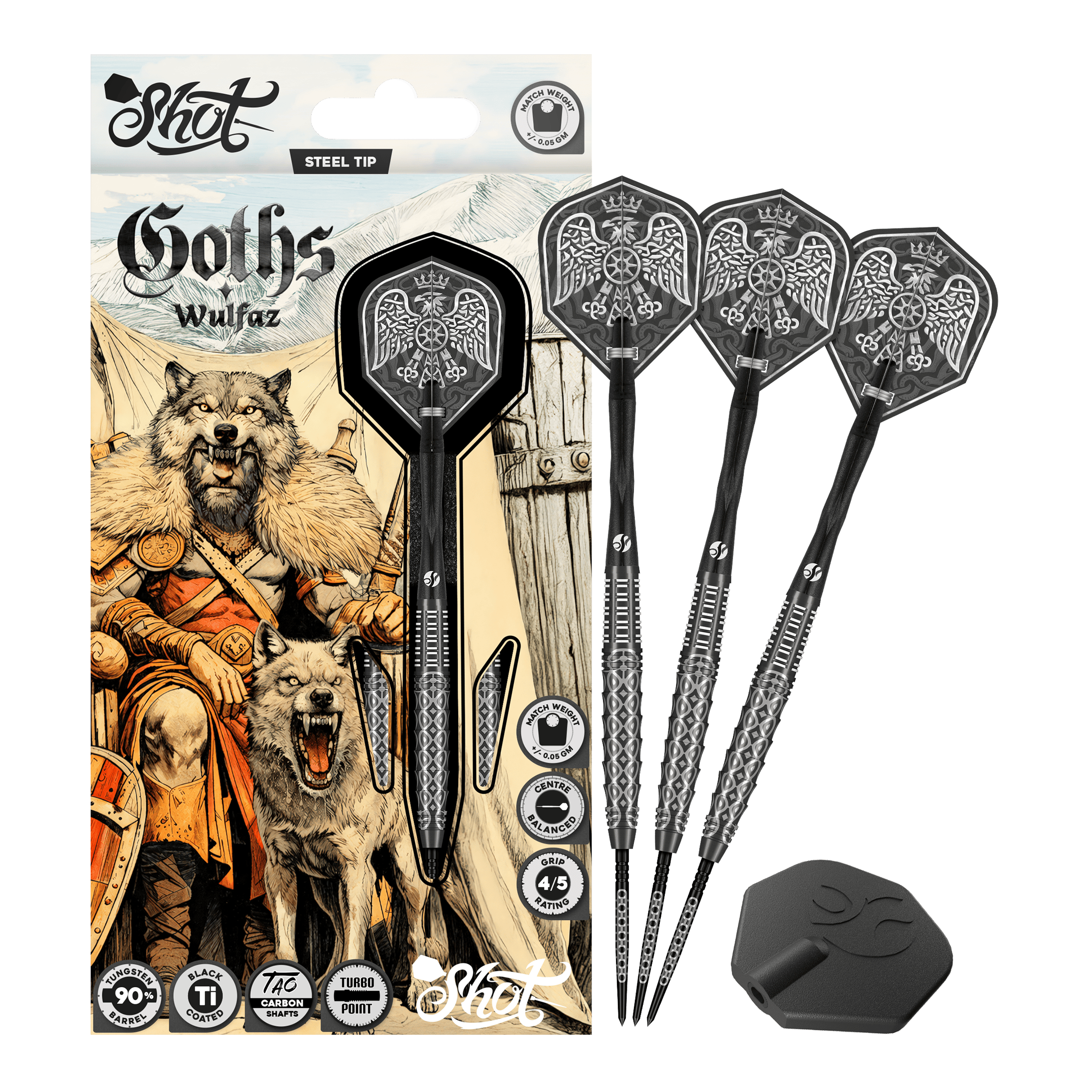 Shot Goths Wulfaz Turbo Point Steel Darts - 23g