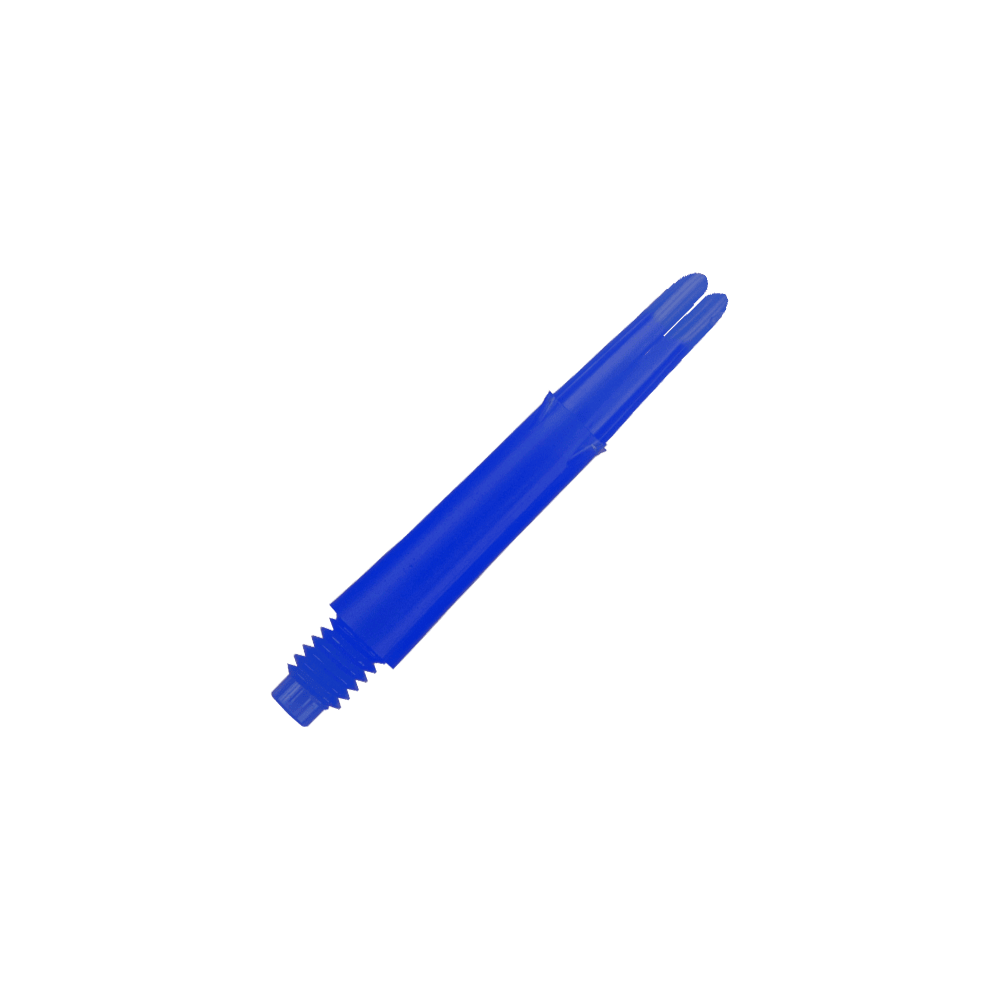 L-L-Style-Shafts Locked Straight - Blue Das Bild zeigt einen blauen geraden Dart-Schaft mit Gewinde am unteren Ende. Der Schaft ist 32 mm lang und hat keine Kappen.