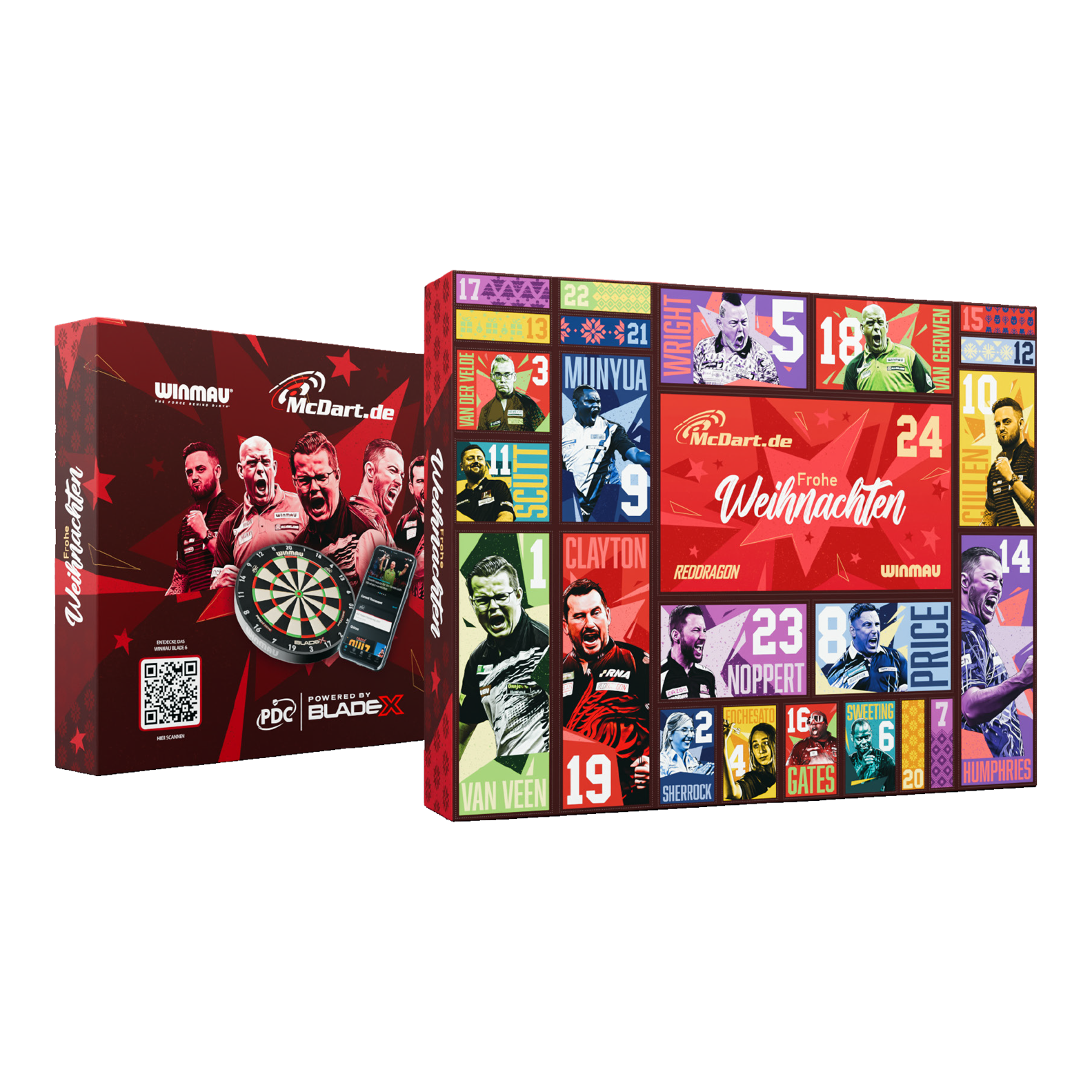 McDart Steel Darts Advent Calendar 2026 Hier ist der McDart Steel-Darts Adventskalender 2026 abgebildet. Die Verpackung hebt das Adventskalender-Design für Darts-Spieler hervor.