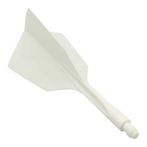 Das Bild zeigt das Produkt "Condor Axe 120 Flight-System White - Narrow". Es handelt sich um ein weißes, schmales Dart-Flight-System aus einem Stück.