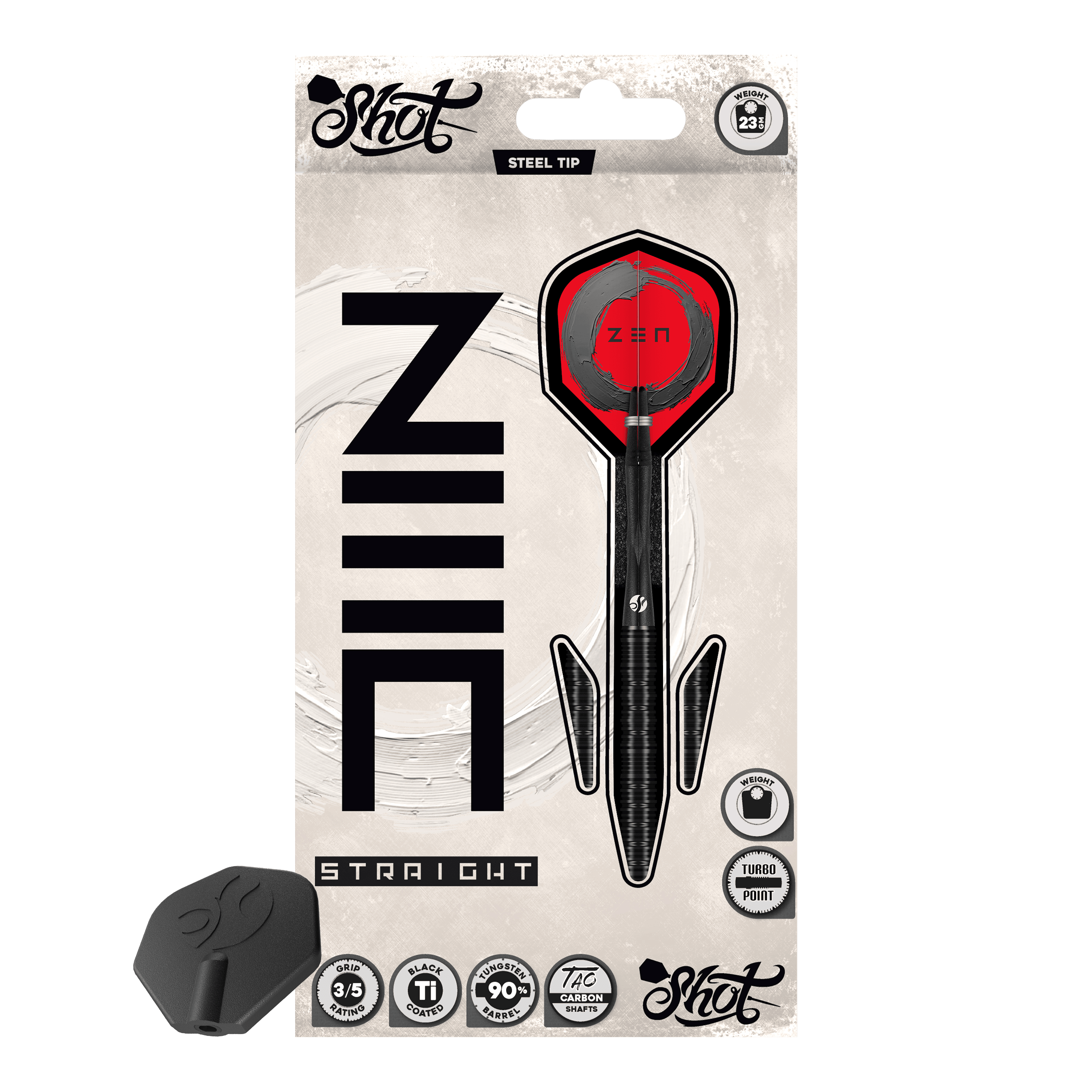 Shot ZEN Straight Turbo Point Steel Darts - 23g Shot ZEN Straight Turbo Point Steel Darts - 23g