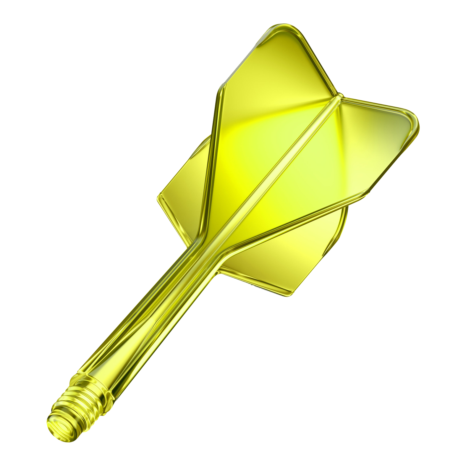 GOAT A1R No6 Flight Shaft System - Neon Yellow Das Bild zeigt das Produkt GOAT A1R No6 Flight-Shaft-System in Neon Gelb. Es handelt sich um ein Dart-Zubehör in leuchtender gelber Farbe.