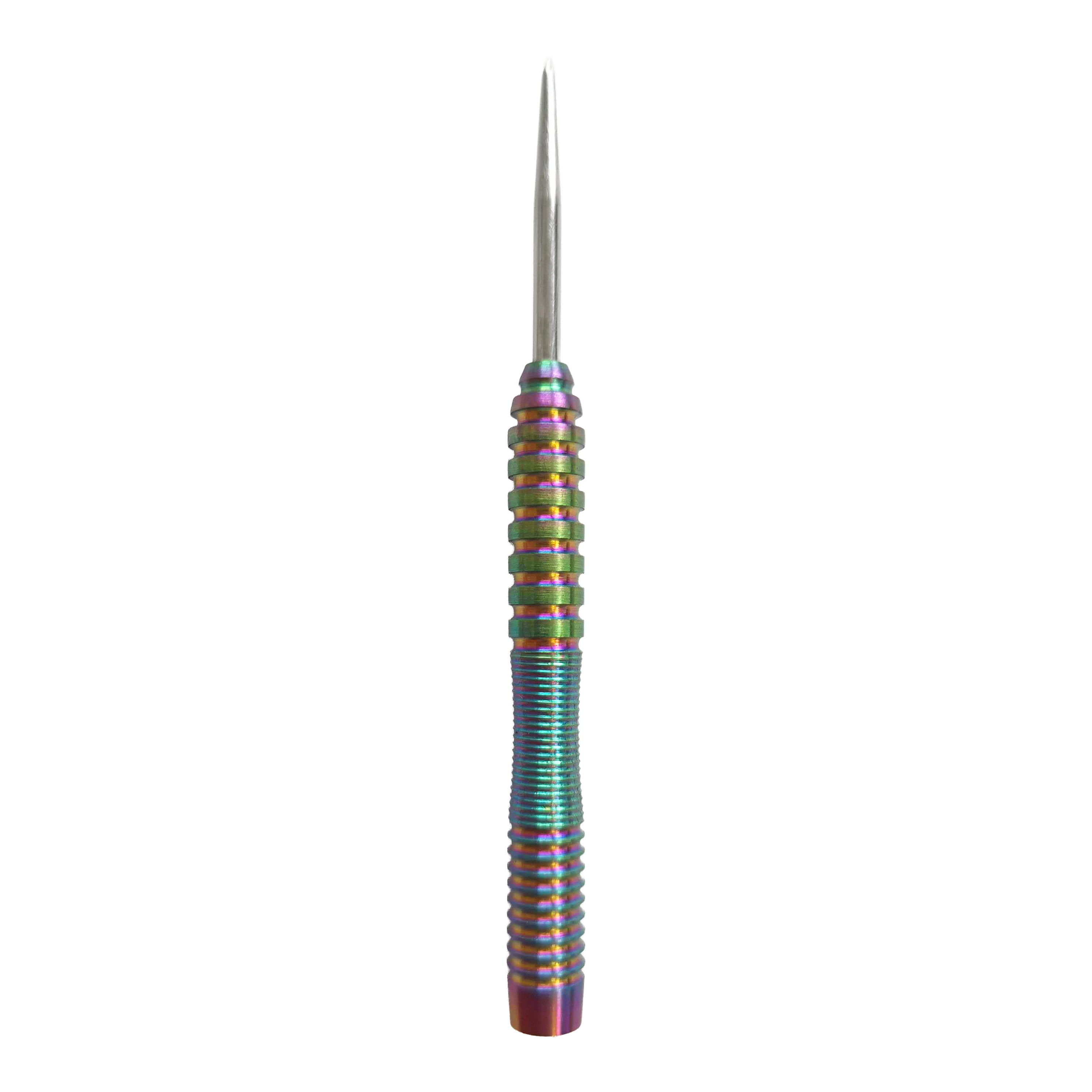 Das Bild zeigt die McDart Rainbow 3 Steeldart-Barrels - 22g. Es handelt sich um Dart-Barrels mit auffälligem Regenbogen-Design.