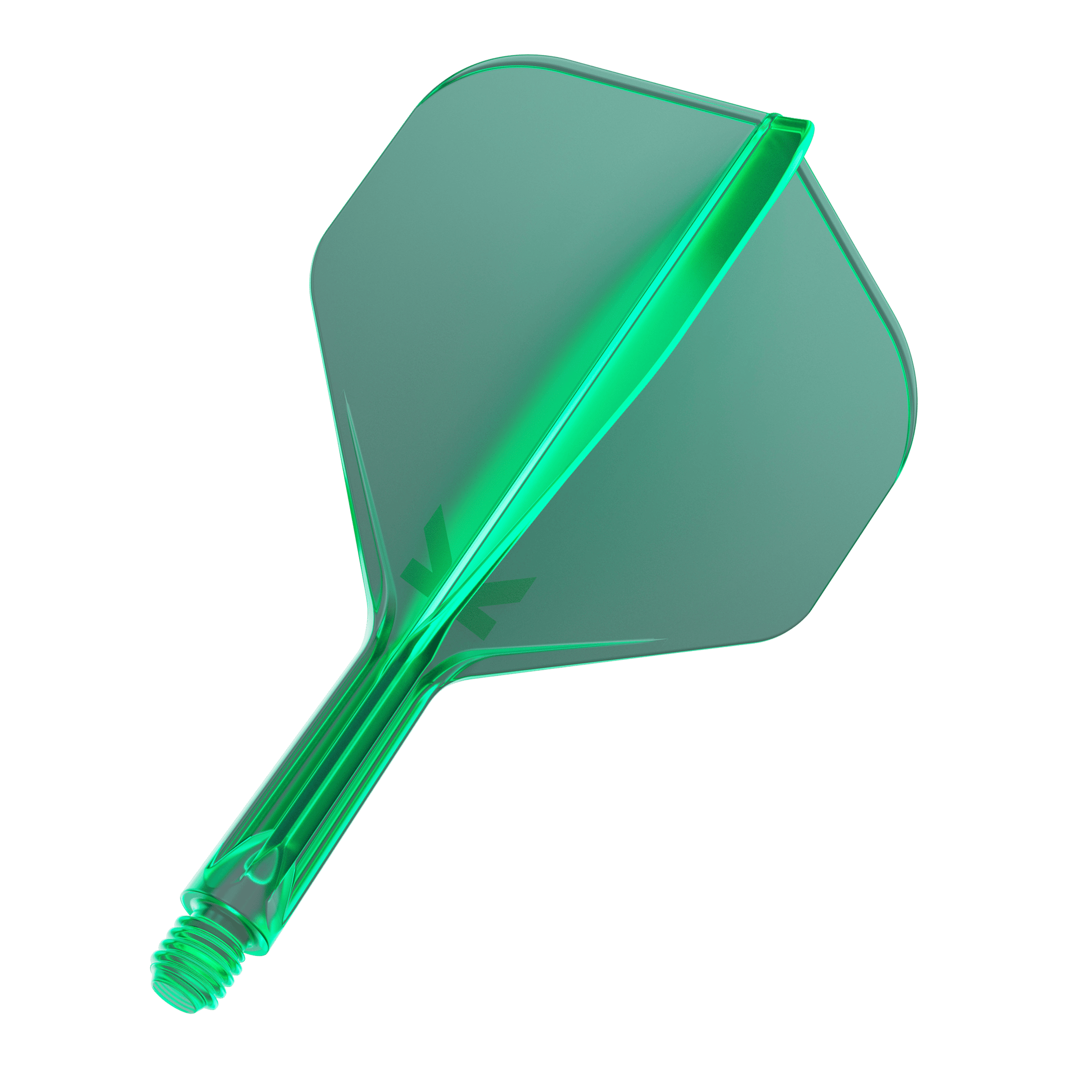 Target K-Flex No2 Standard Flight System - Green Mehrere Dart-Flights mit durchgehender Oberfläche und gleichförmiger Form liegen nebeneinander. Die Anordnung ist ordentlich.