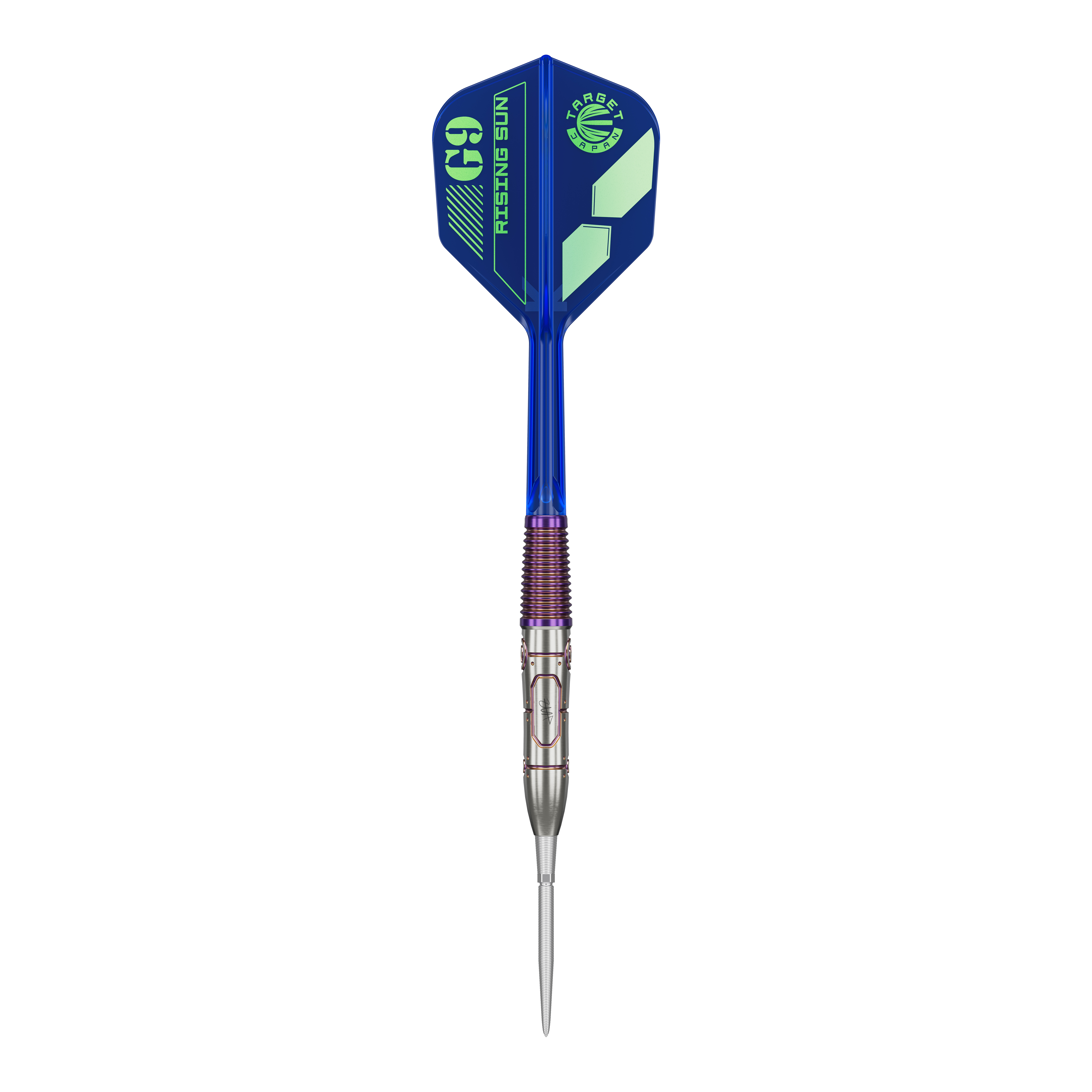 Target Japan Haruki Muramatsu Rising Sun GEN9 Steeldarts - 23g Dies ist ein Target Japan Haruki Muramatsu Rising Sun GEN9 Steeldart mit einem Gewicht von 23g. Der Dart hat ein modernes Design mit blauen und silbernen Elementen.