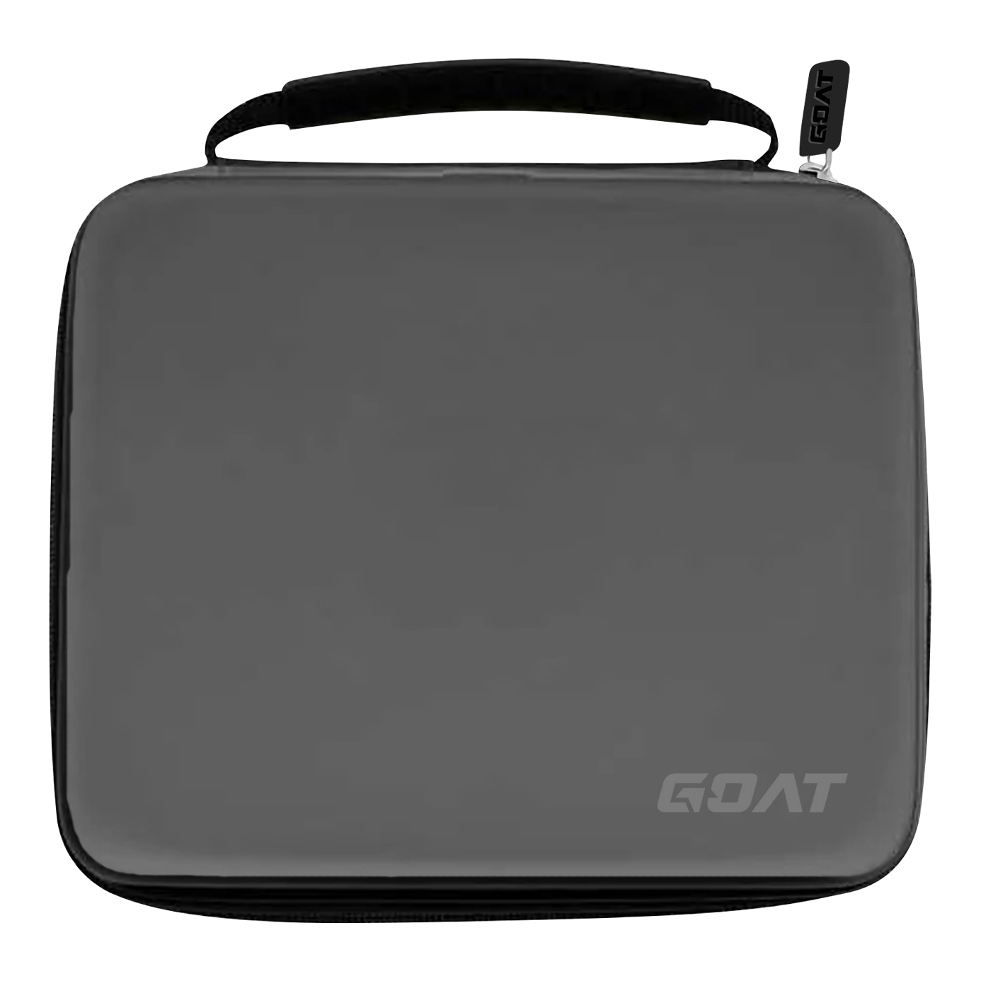 GOAT Locker XXL Dart Wallet Auf dem Bild ist ein graues Etui mit einem Griff und einem Reißverschluss zu sehen. In der rechten unteren Ecke befindet sich das Logo „GOAT“.