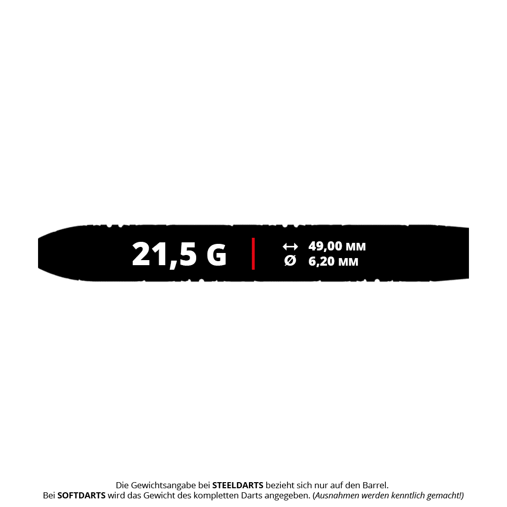 Caliburn Halo H3 steel darts - 21.5g Hier sind die Caliburn Halo H3 Steeldarts mit 21,5g zu erkennen. Die Steeldarts sind einzeln im Bild dargestellt.