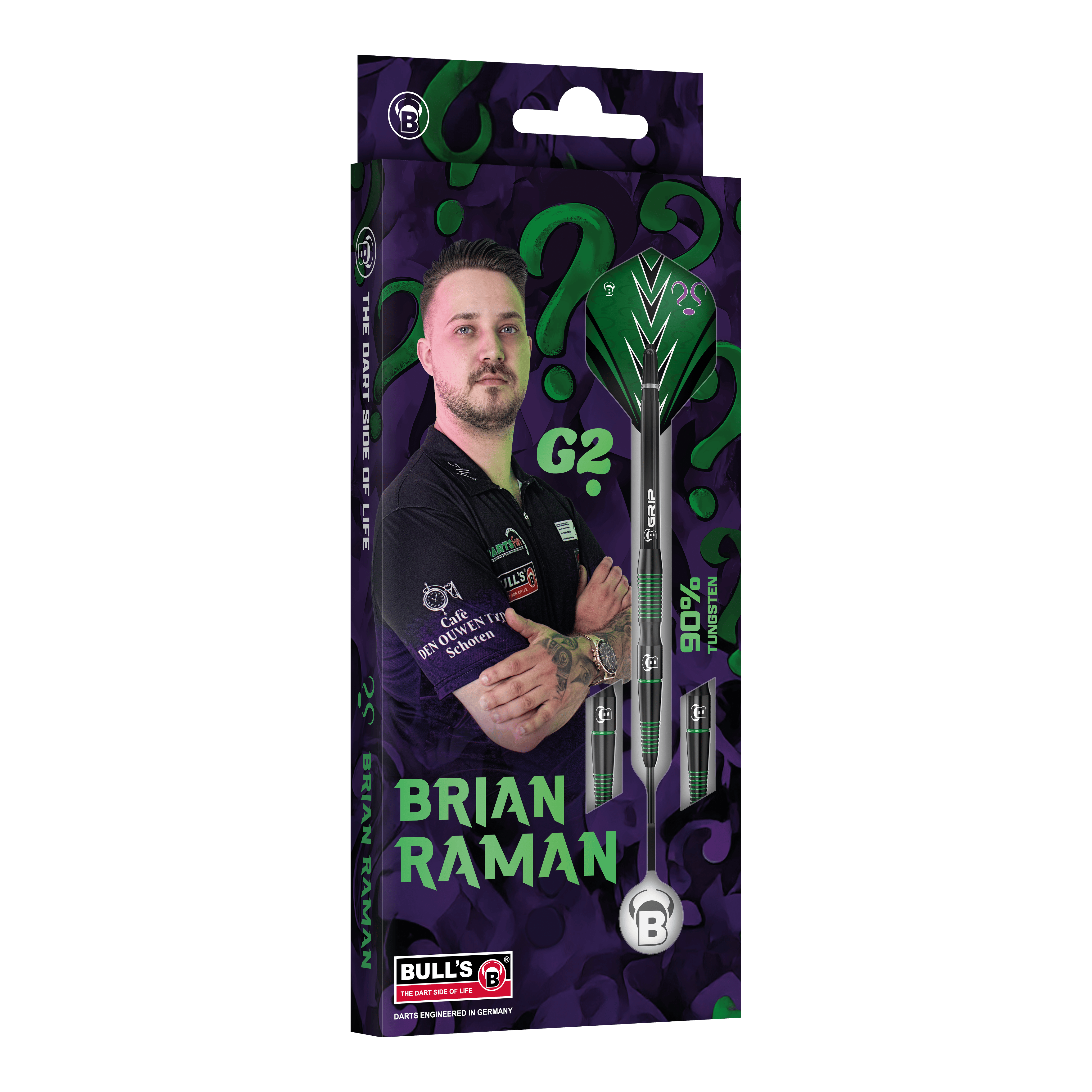 Bulls Brian Raman G2 steel darts Das Bild stellt die Bulls Brian Raman G2 Steeldarts dar. Dieses hochwertige Dartprodukt ist beliebt bei Spielern.