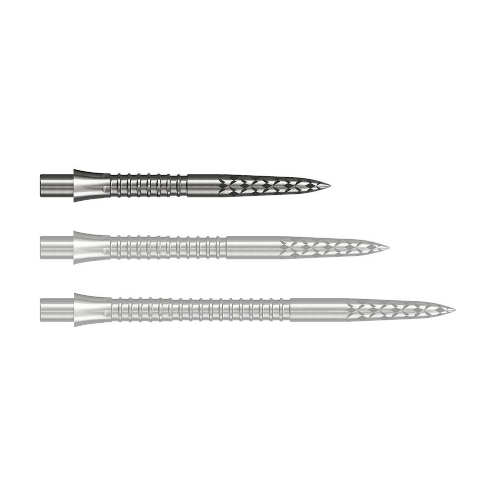 Mission Caliburn EVO dart tips GV logo - silver Das Bild zeigt eine Steeldartspitze aus Silber mit 26 mm Länge. Dieses Produkt wird durch die Datei M002127_Missoin_Caliburn_EVO_GV-Logo_Steeldartspitzen_Silber_26mm_1 dargestellt.