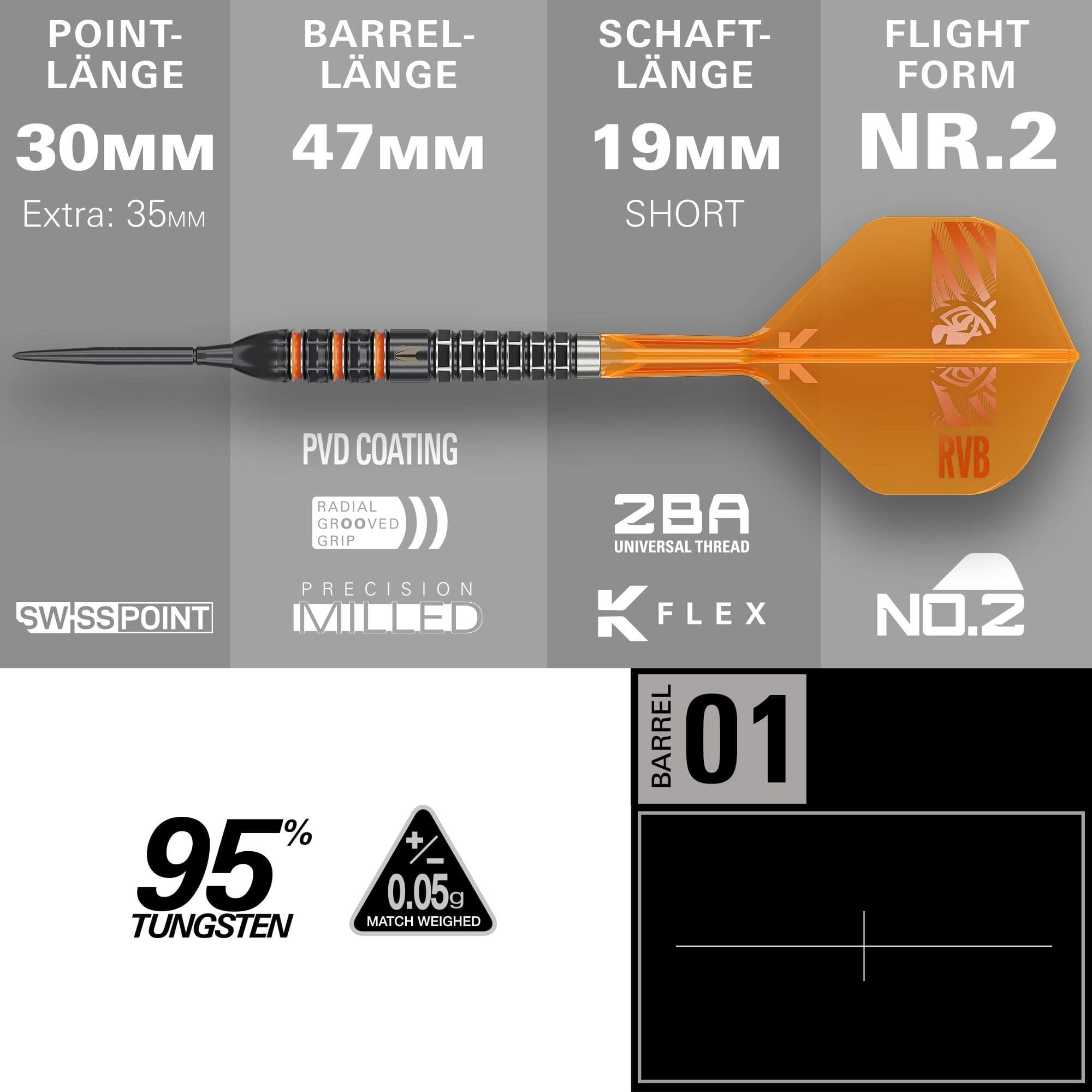 Target Raymond Van Barneveld 95K Swiss Points Steel Darts