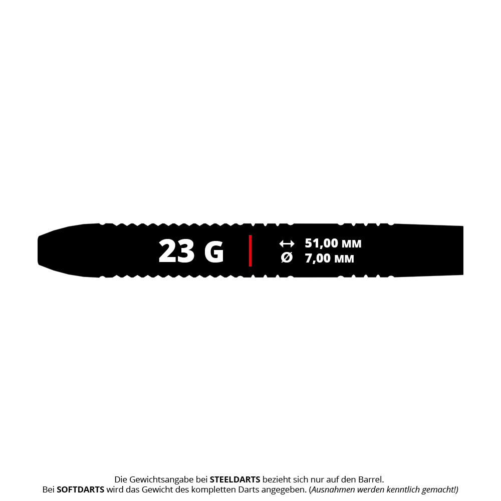 Abgebildet sind Bulls Cor Dekker The Sheriff Steeldarts mit 23 Gramm Gewicht. Diese Steeldarts sind für Präzision und Kontrolle beim Dartspiel geeignet.