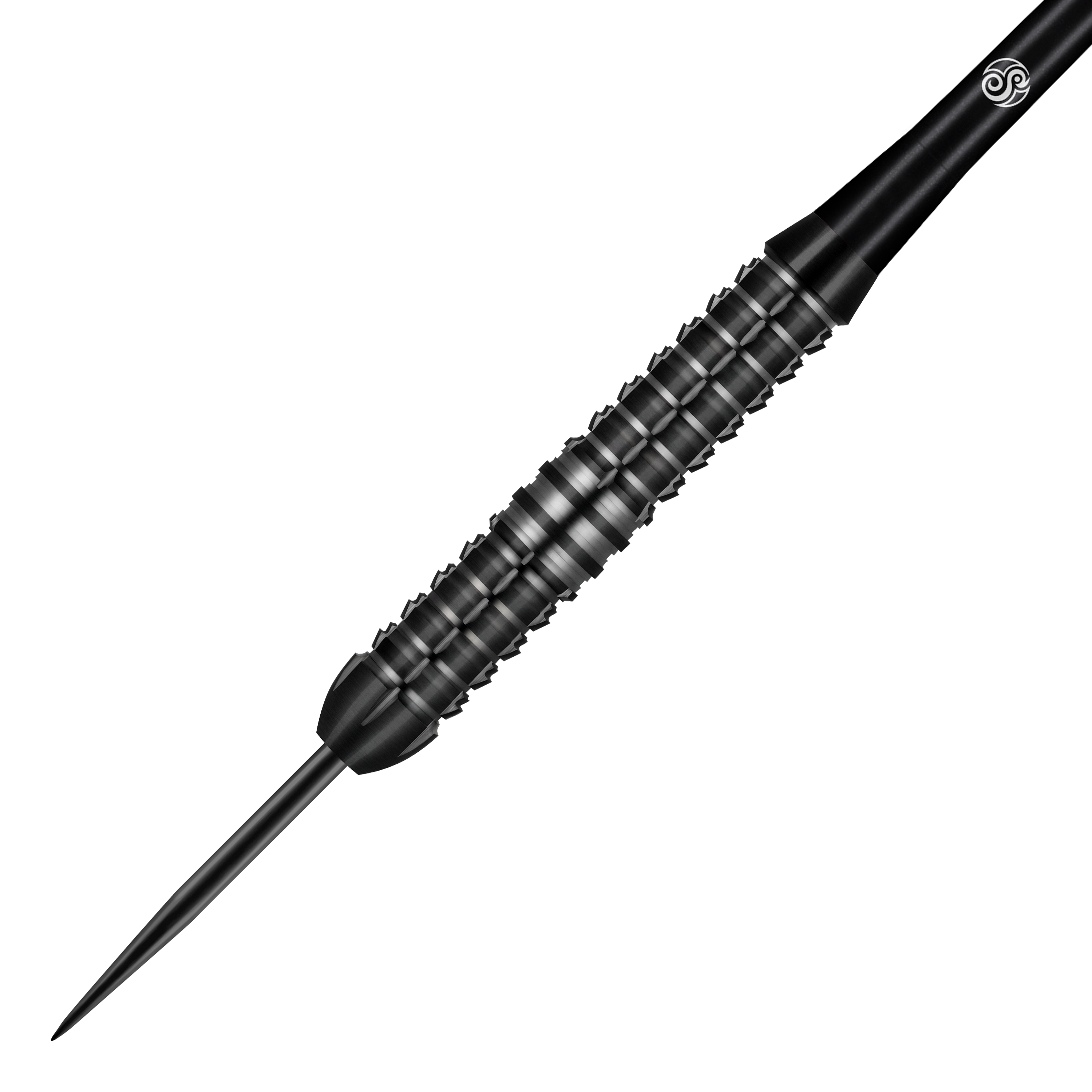 Shot Redline Blazed Steel Darts Das Bild zeigt einen schwarzen Steeldart namens "Shot Redline Blazed". Der Dart hat ein geriffeltes Griffstück für besseren Halt.