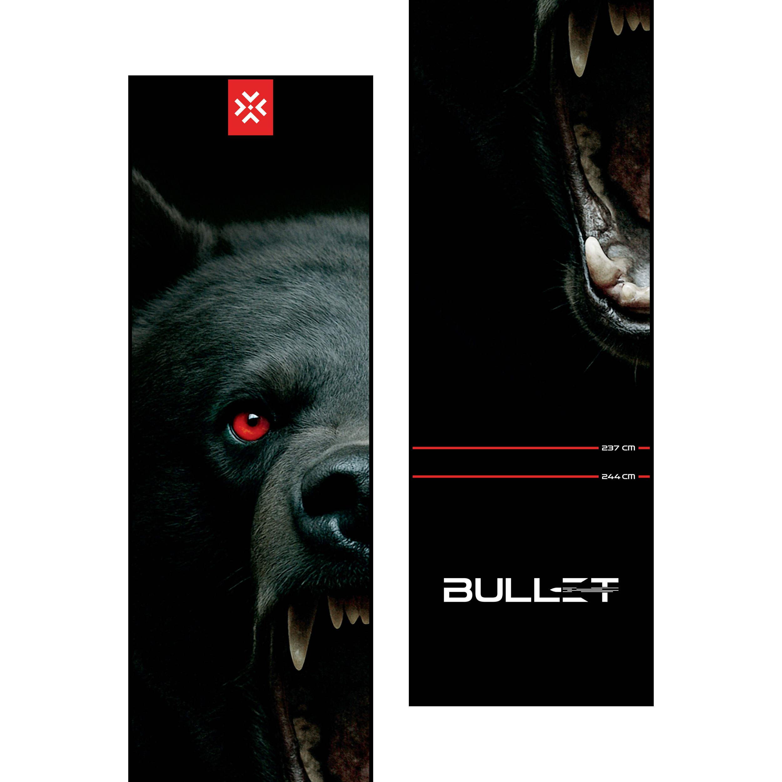 Bullet Shred Dart Mat Die Bullet Shred Dartmatte ist auf dem Bild abgebildet. Diese Dartmatte schützt den Boden und markiert den Wurfbereich beim Dartspielen.