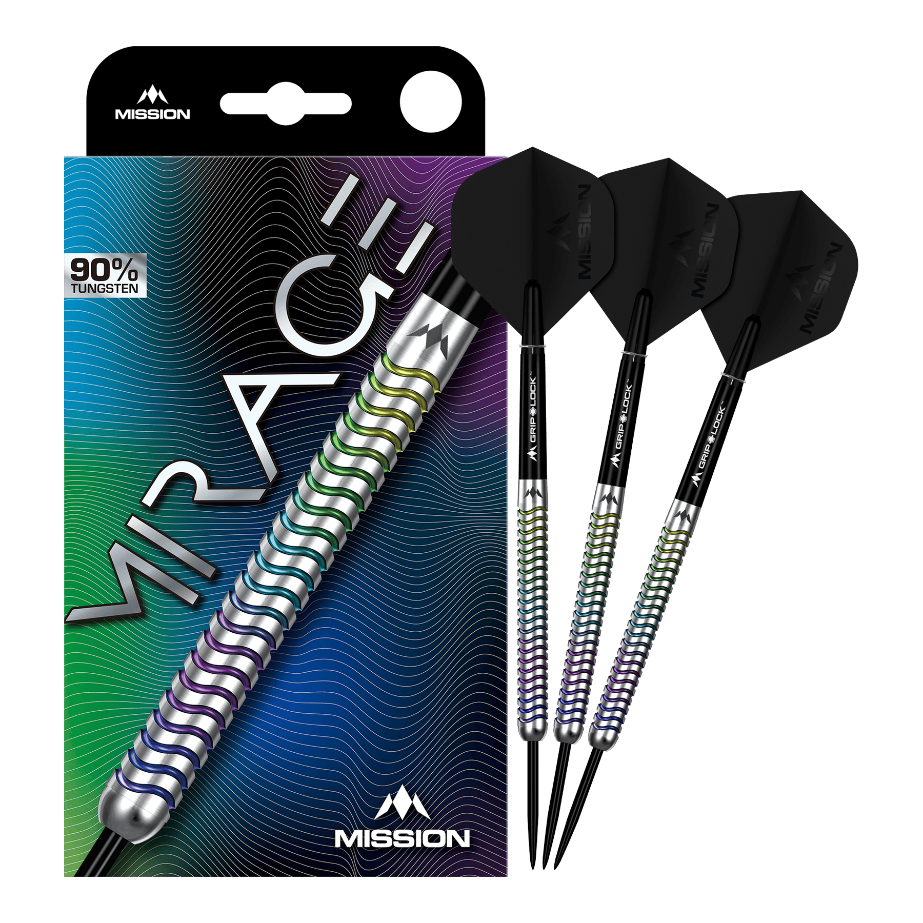 Mission Mirage Steel Darts Mission Mirage Steeldarts werden auf diesem Bild vollständig dargestellt. Sie sind für Dartspieler geeignet.