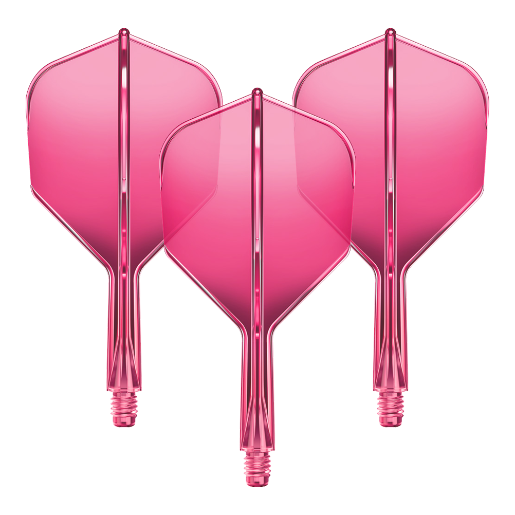 GOAT A1R No6 Flight Shaft System - Neon Pink Abgebildet ist ein Flight-Shaft-System für Darts in Neonpink mit einer Länge von 19mm. Das Set gehört vermutlich zur GOAT A1R No6 Serie.